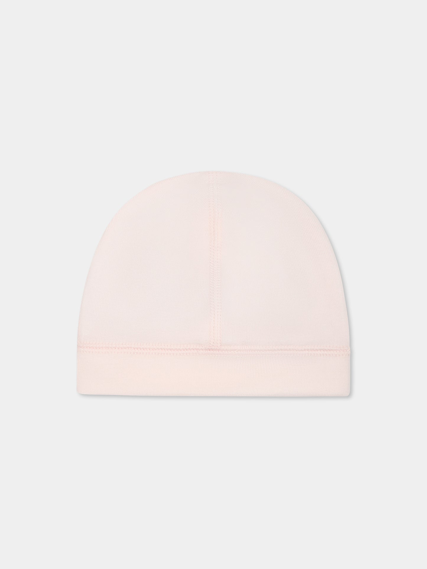 Pink hat for baby girl with logo