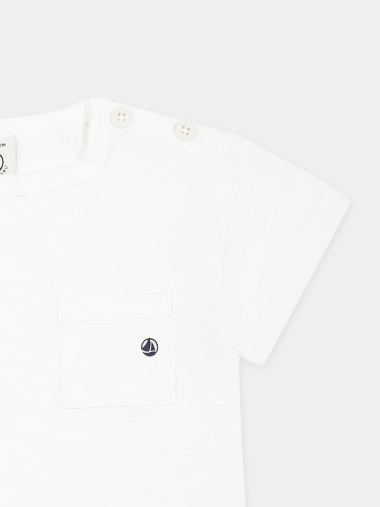 T-shirt bianca per neonato con logo,Petit Bateau,A0A0S MARSHMALLOW 09