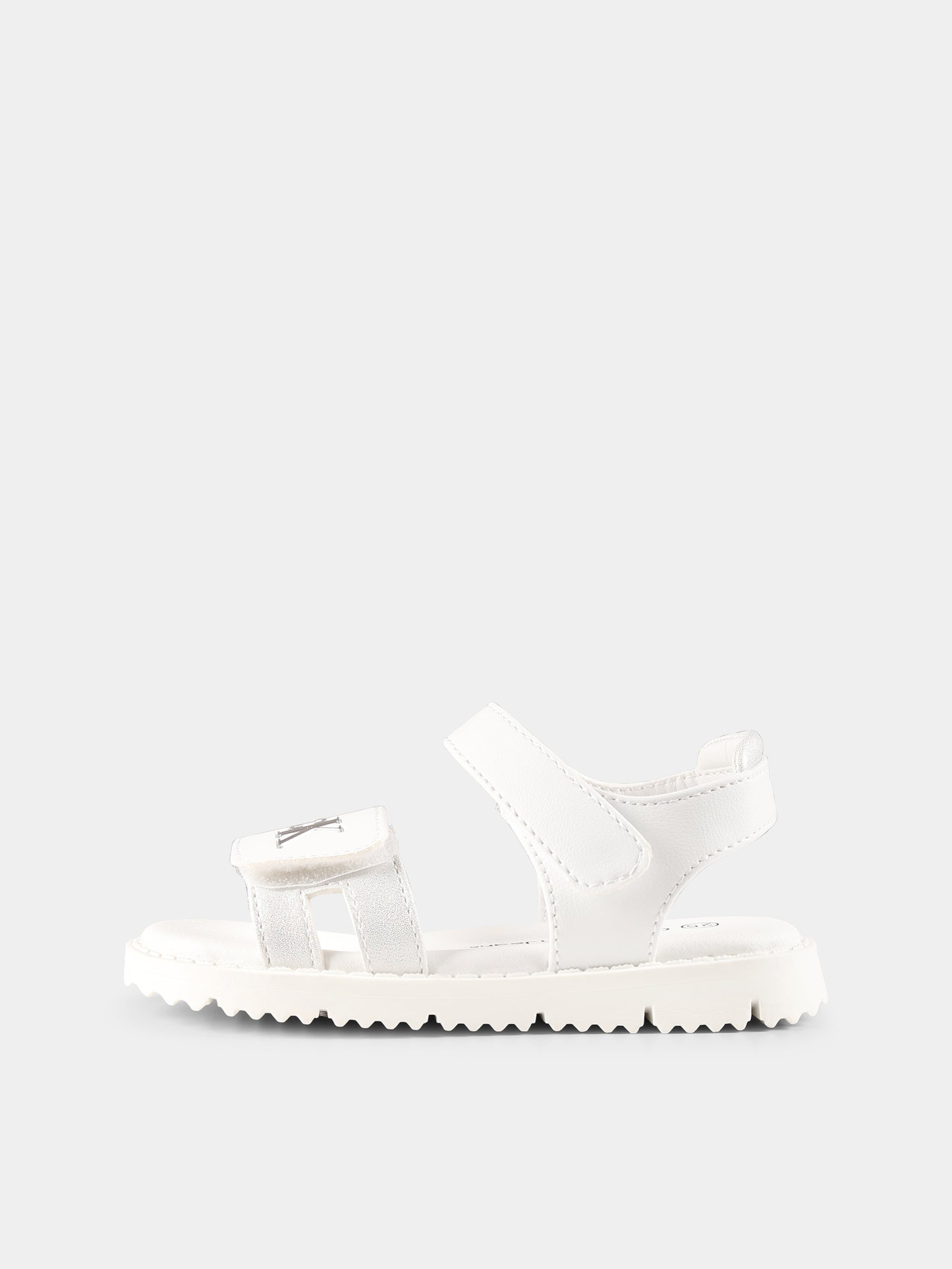 Sandali bianchi per bambina con logo,Calvin Klein Kids,V1A2 82039 1013X025