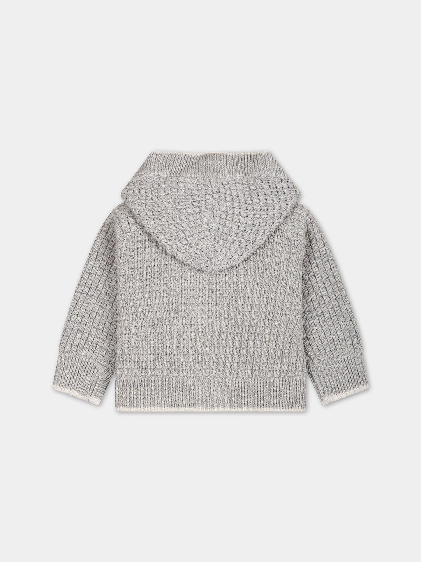 Cardigan grigio per neonato con Teddy bear,Moschino Kids,MUW00S LHE13 60926