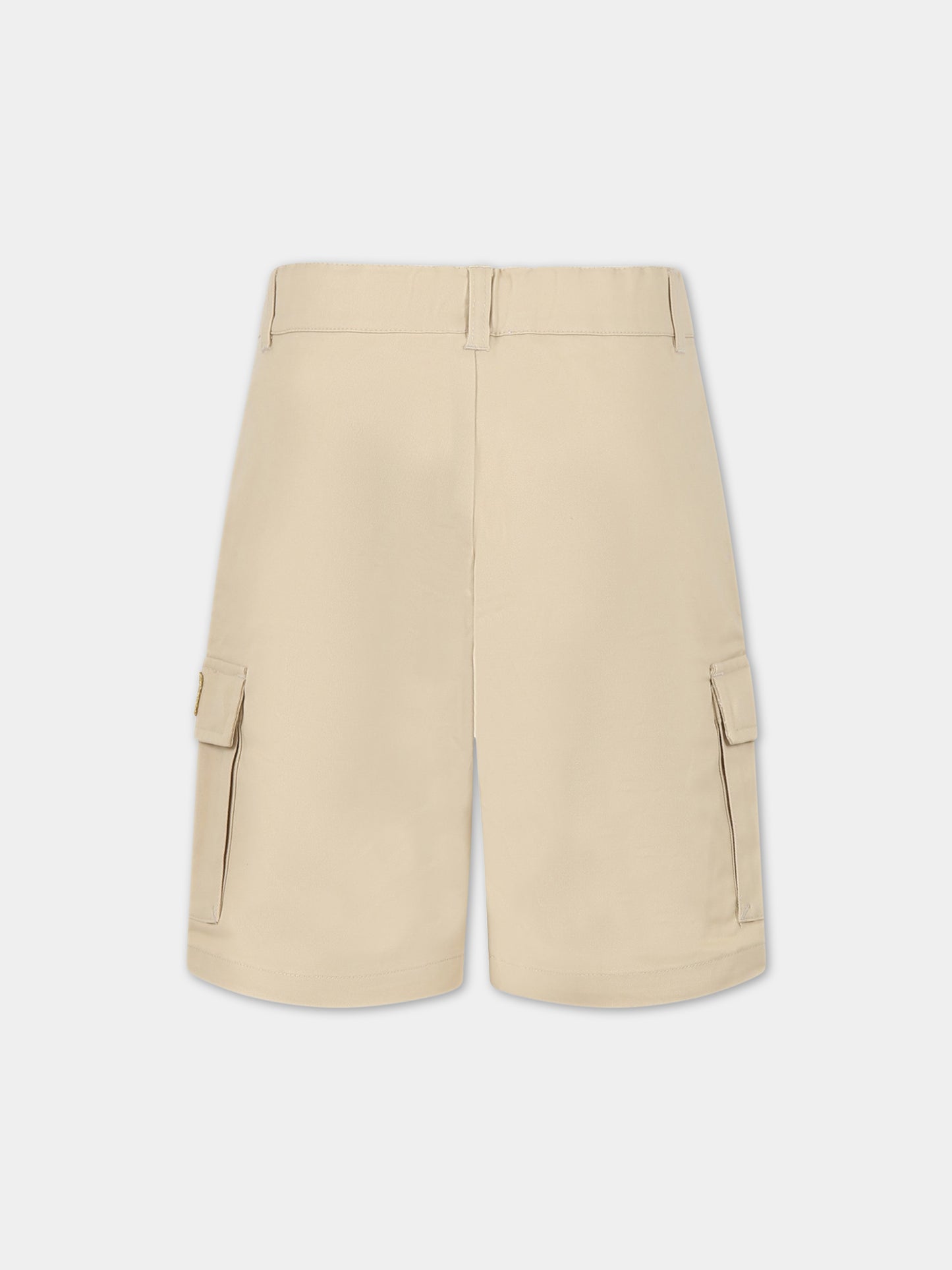 Shorts beige per bambino con Teddy Bear e logo,Moschino Kids,HUQ012 LPC04 20310