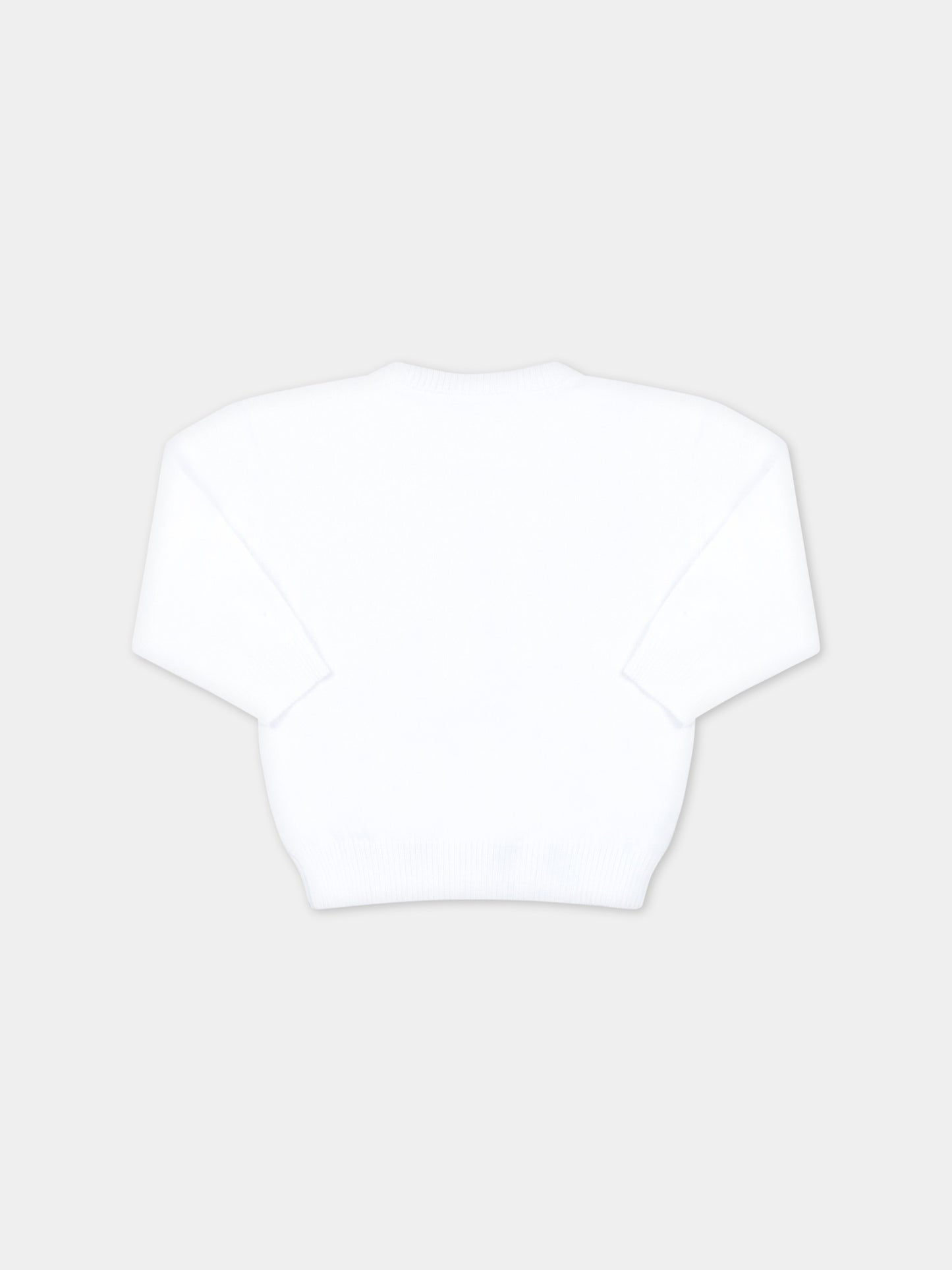 Maglione bianco per neonati con Teddy Bear,Moschino Kids,MRW00J LHE13 10101