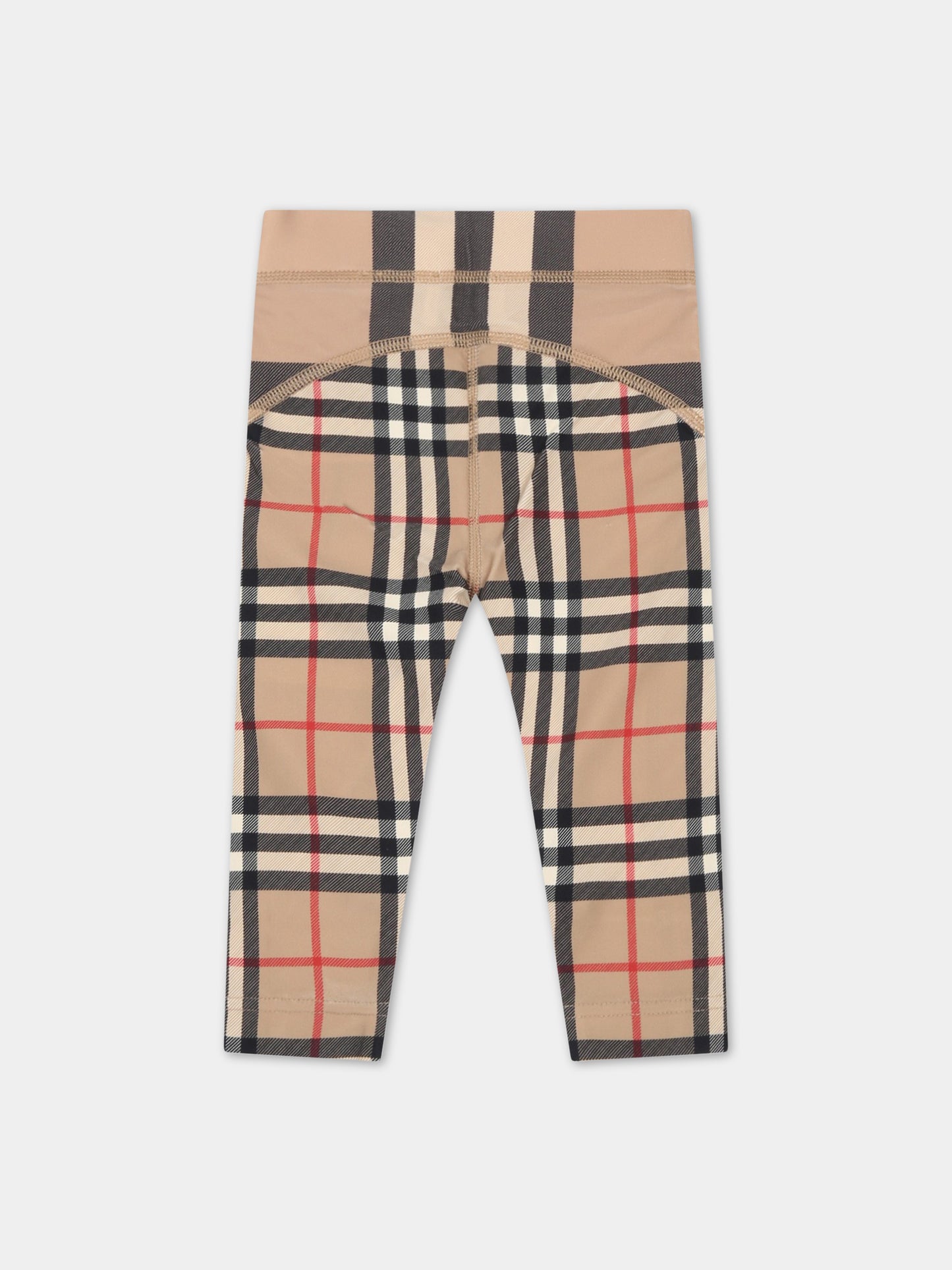 Leggings beige per neonato con iconico check vintage,Burberry Kids,8061389