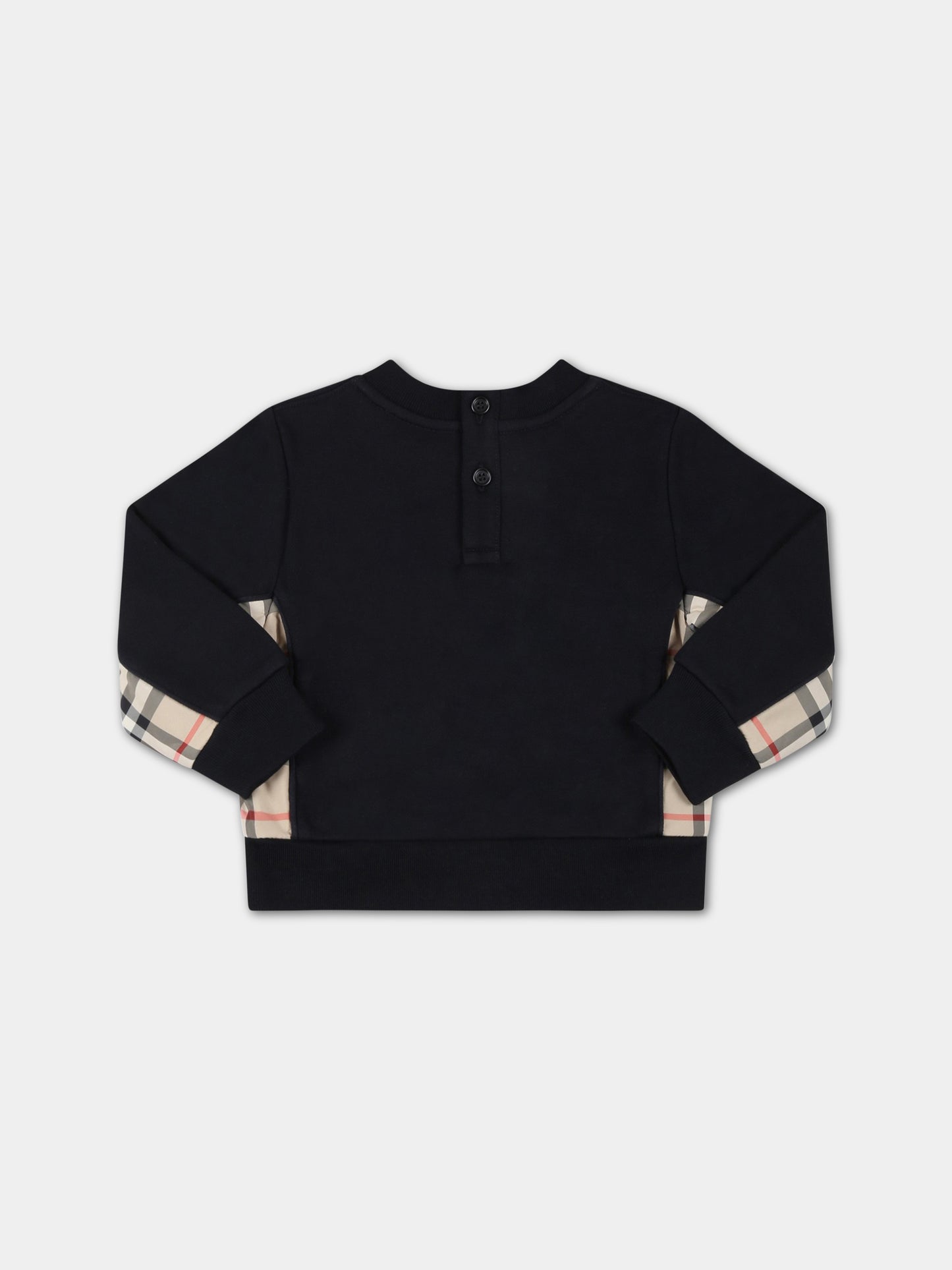 Felpa nera per neonato con check vintage,Burberry Kids,8062430