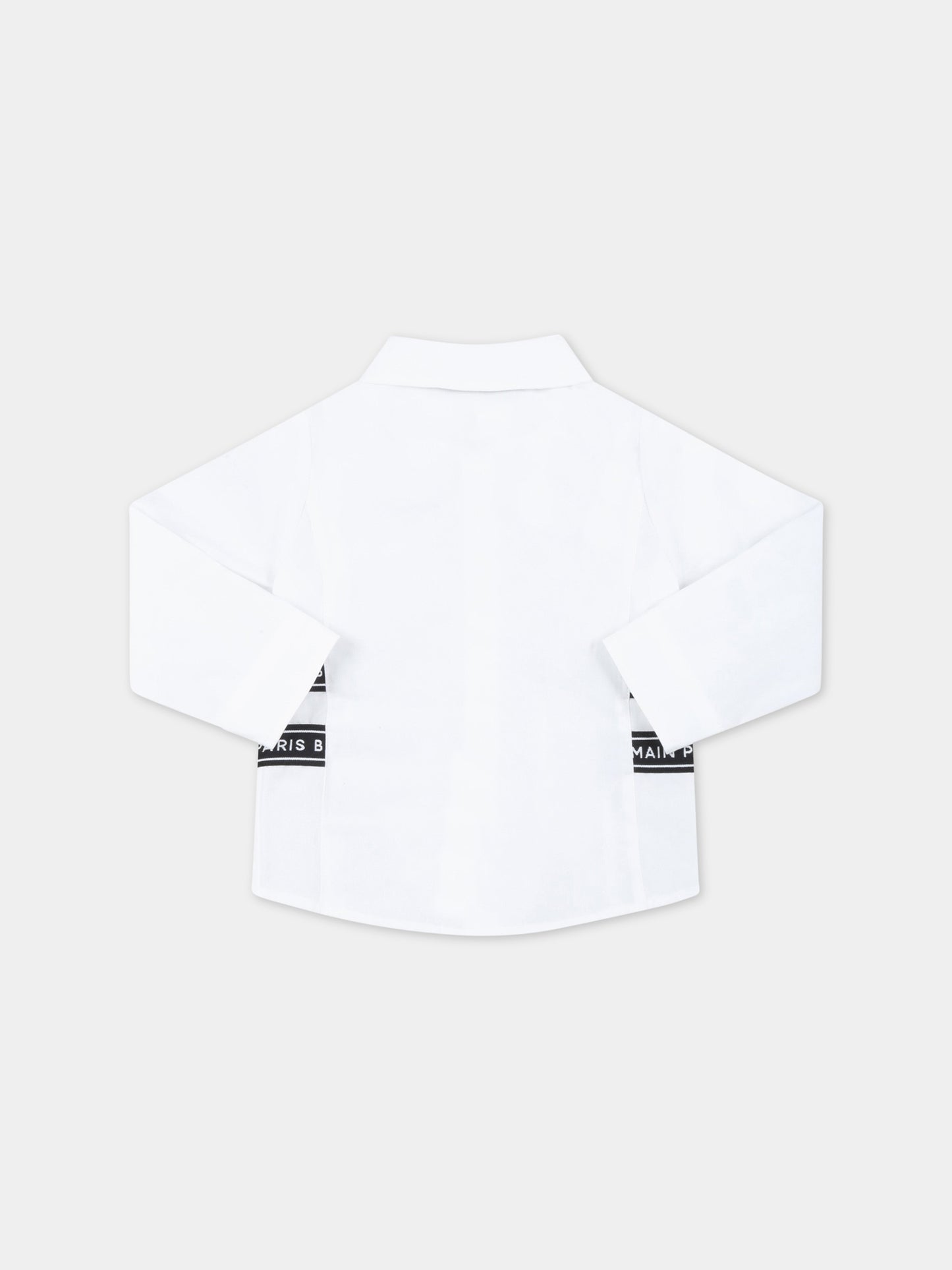 Camicia bianca per neonato con bande logate,Balmain Kids,BS5500 P0013 100
