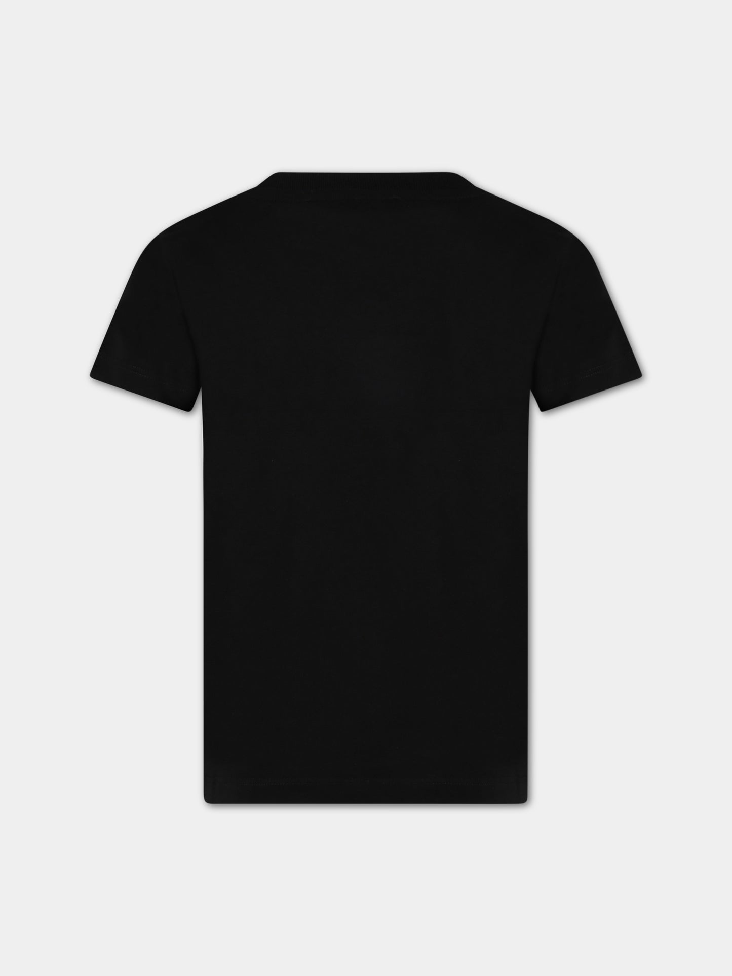 T-shirt nera per bambini con logo bianco,Balmain Kids,BS8P31 Z0082 930BC