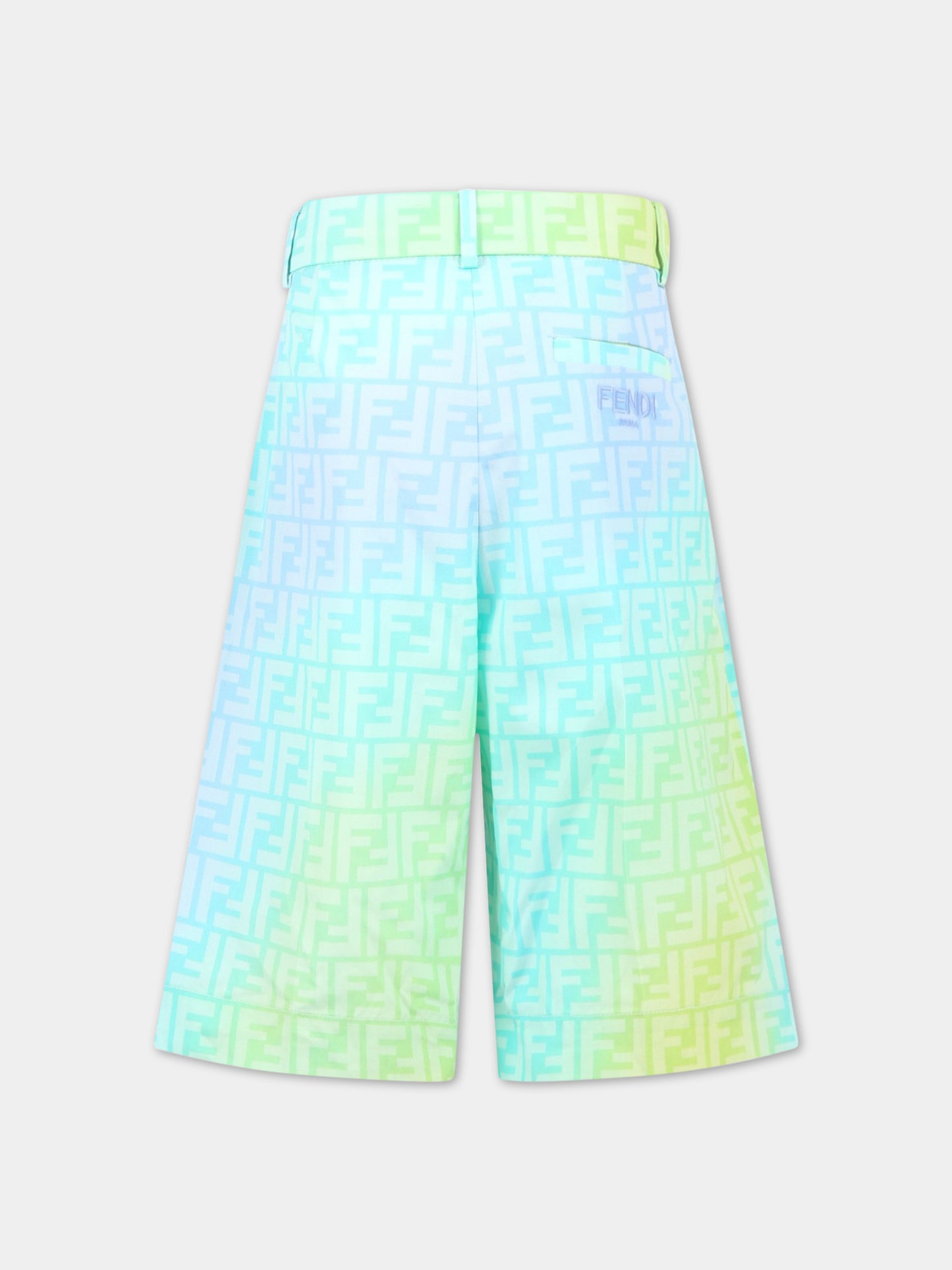Bermuda multicolor per bambino con FF,Fendi Kids,JUF081 ALOE F1JDE