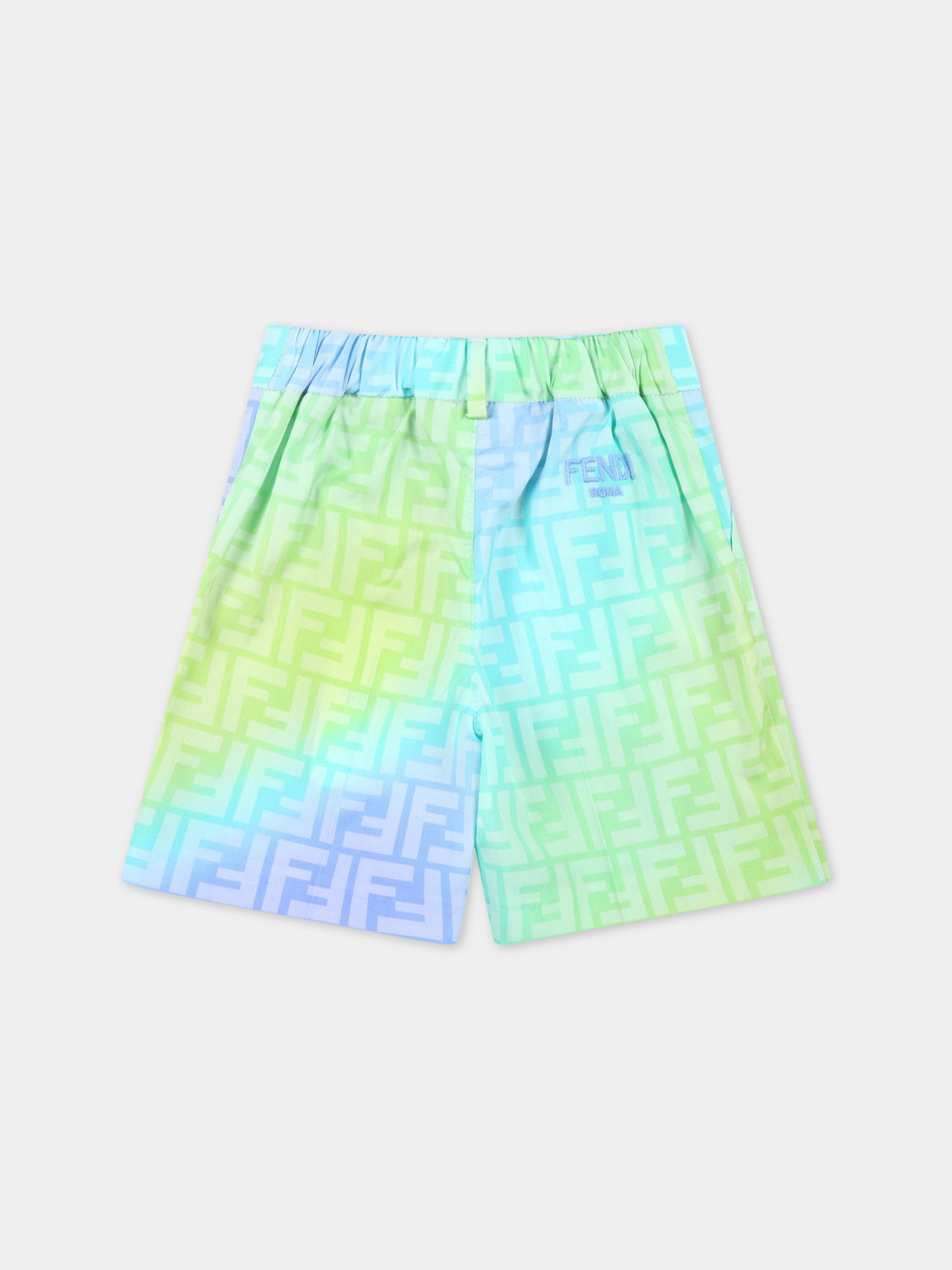 Shorts multicolor per neonato con FF,Fendi Kids,BMF193 ALOE F1JDE