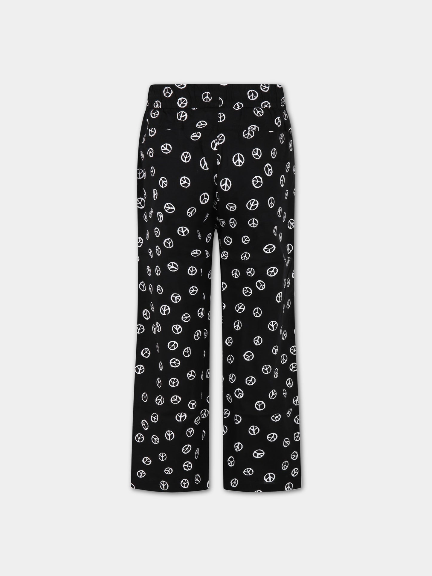 Pantaloni neri da tuta per bambino con smile bianco all-over,Molo,1S23I103 6755