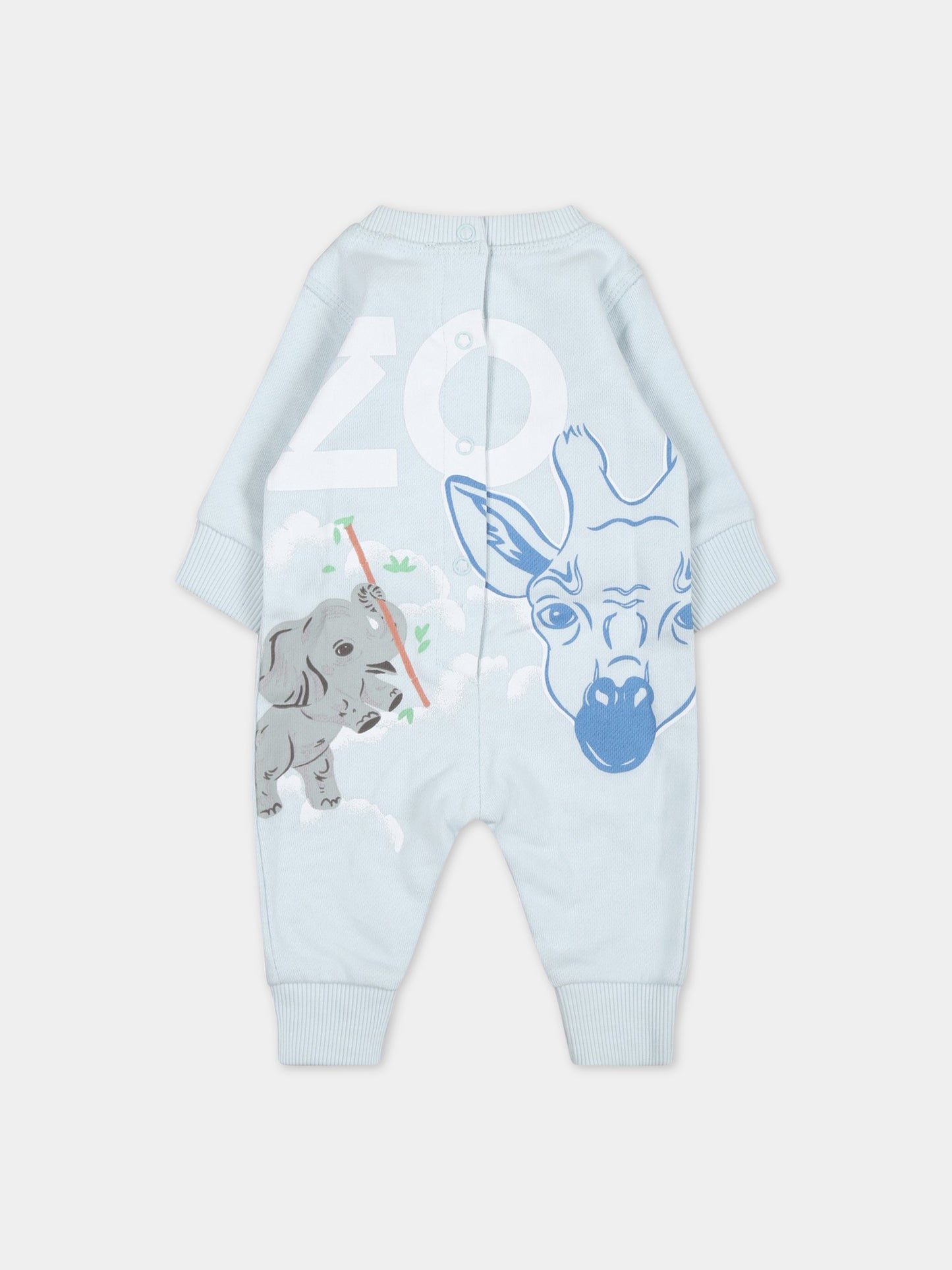 Tutina celeste per neonato con stampa e logo,Kenzo Kids,K94102 791