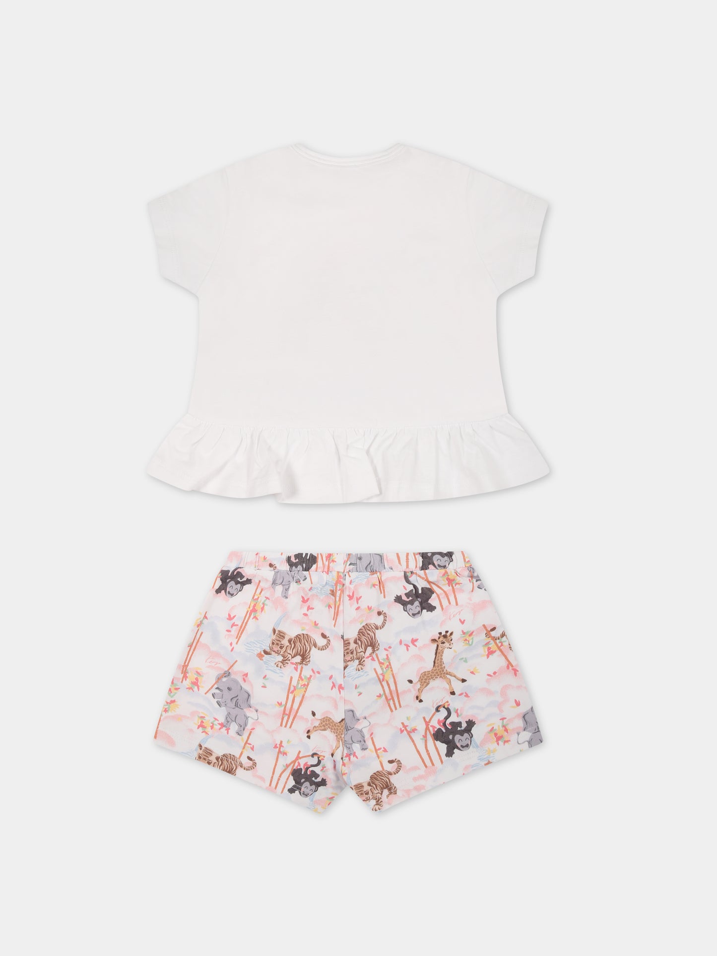 Completo multicolor per neonata con tigre e logo,Kenzo Kids,K98091 10P