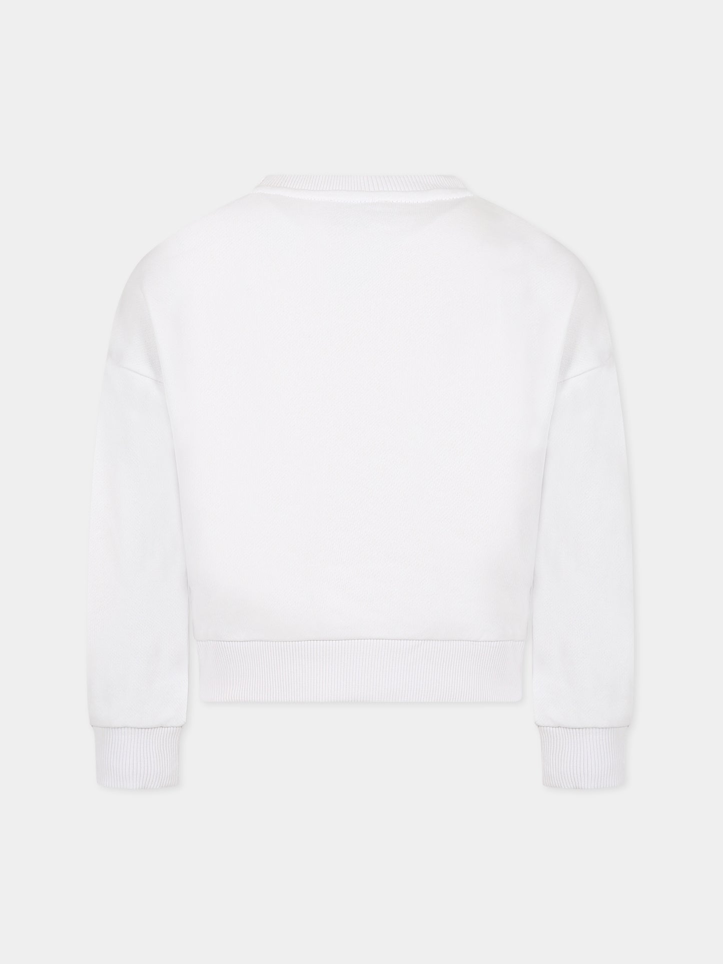 Felpa bianca per bambina con Kotora e logo,Kenzo Kids,K15635 10P