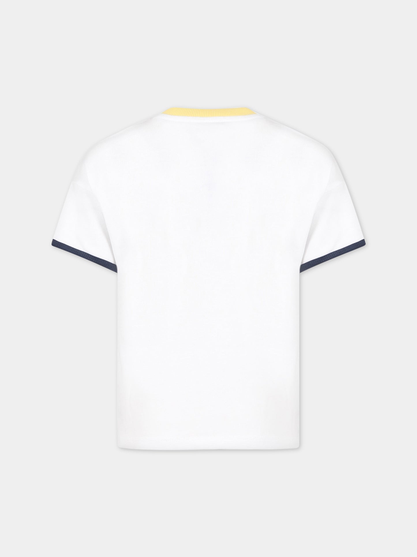 T-shirt bianca per bambino con iconica tigre e logo,Kenzo Kids,K25804 10P