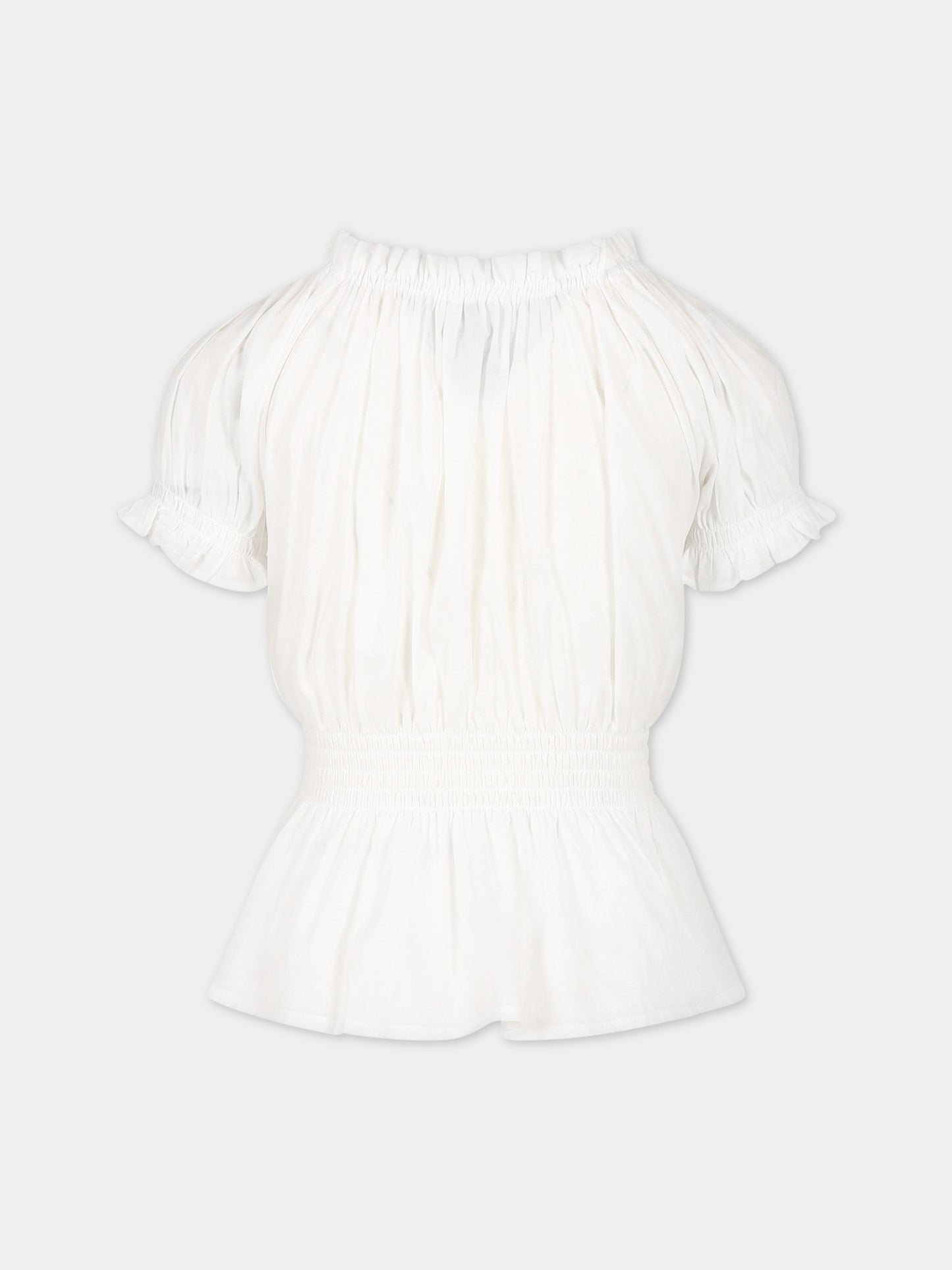 T-shirt bianca per bambina con logo,Ermanno Scervino Junior,SFCA036C CF537 0002