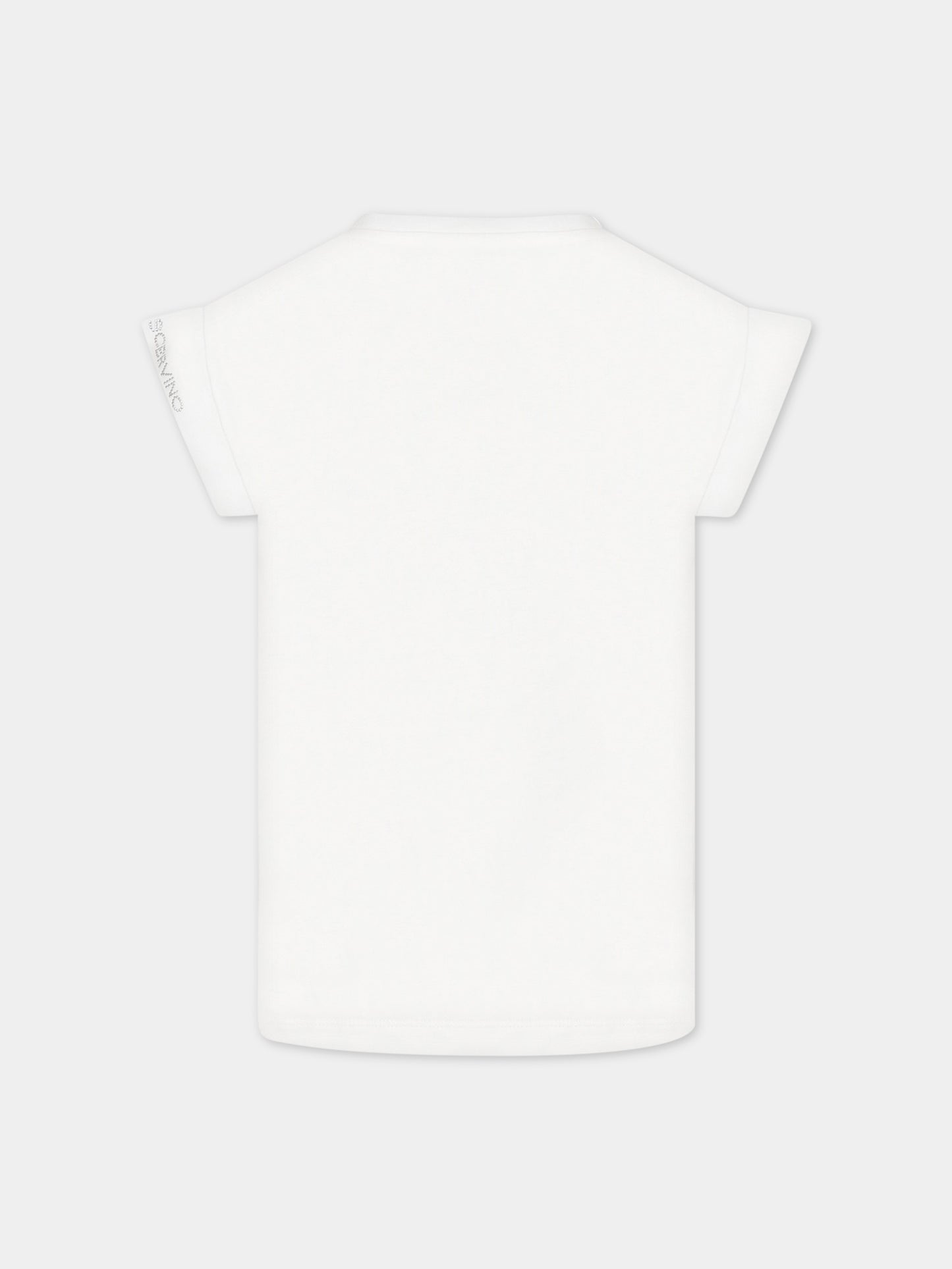 T-shirt bianca per bambina con logo,Ermanno Scervino Junior,SFTS052C JE200 0002
