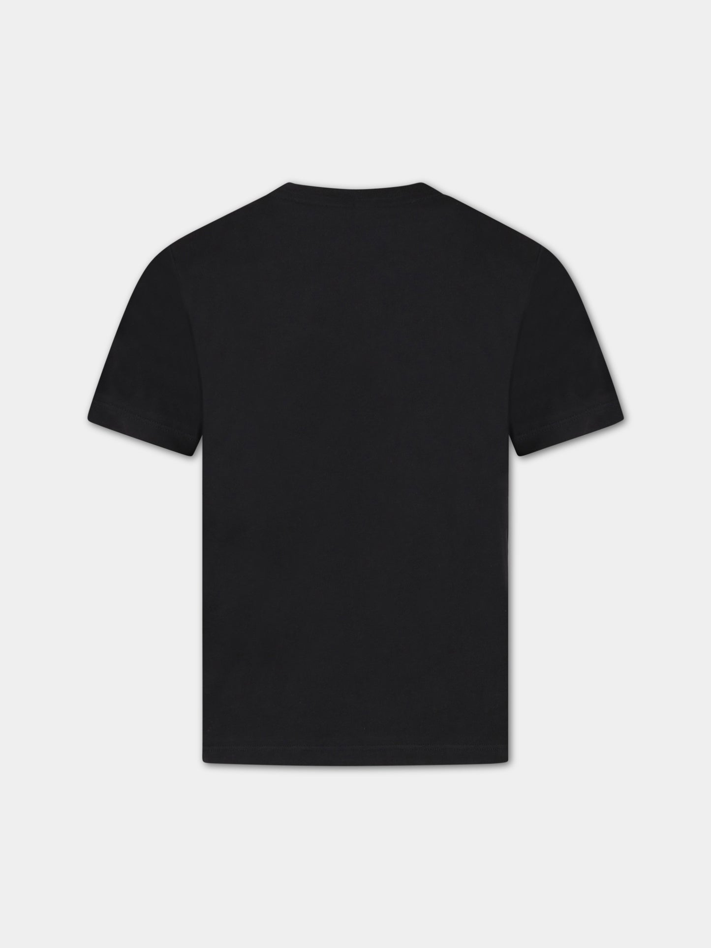 T-shirt nera per bambini con animali e logo,Stella Mccartney Kids,TS8R61 Z0434 930