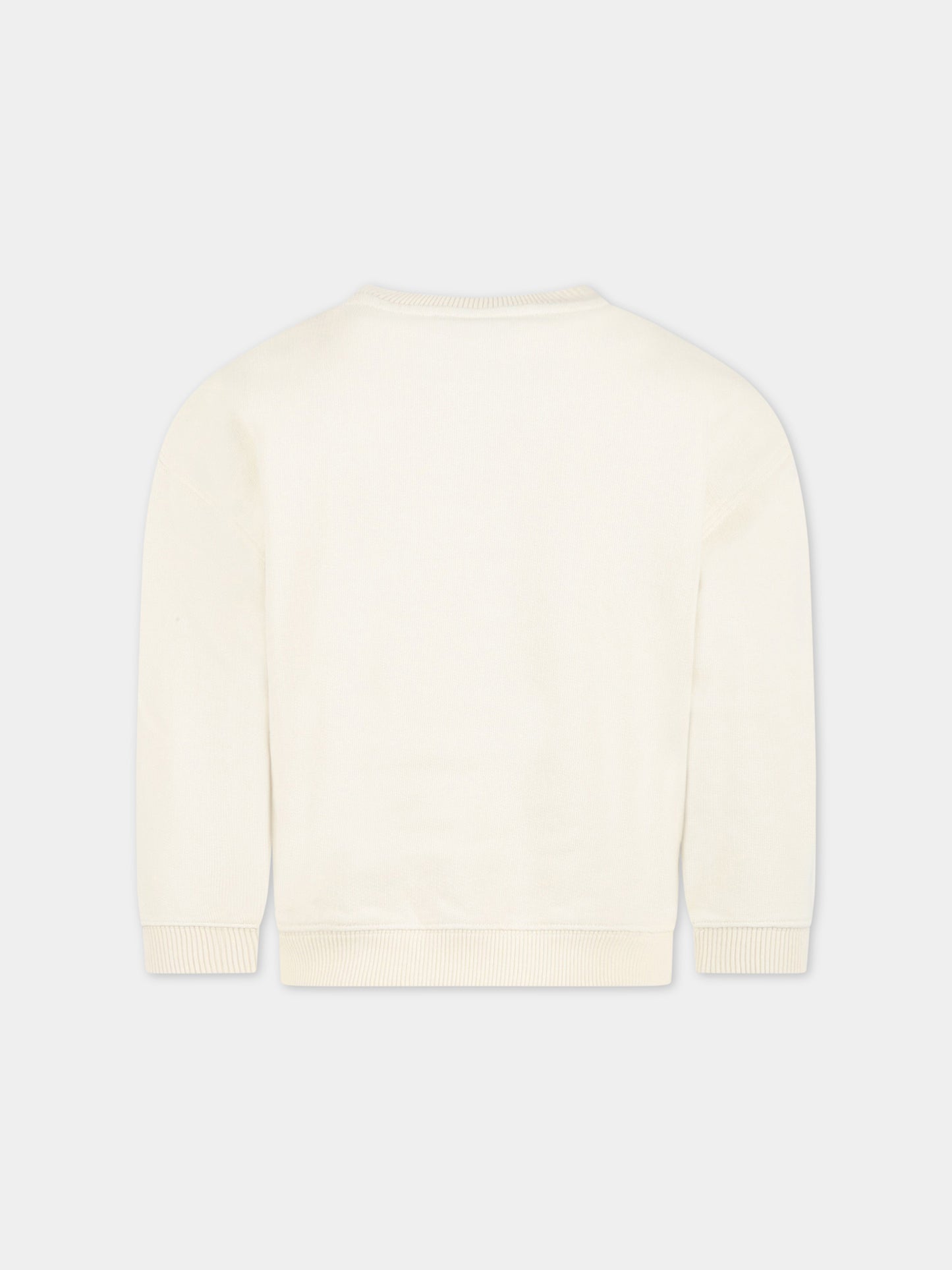 Felpa avorio per bambina con logo rosso ricamato,Bonpoint,S03GSWK00002 103A