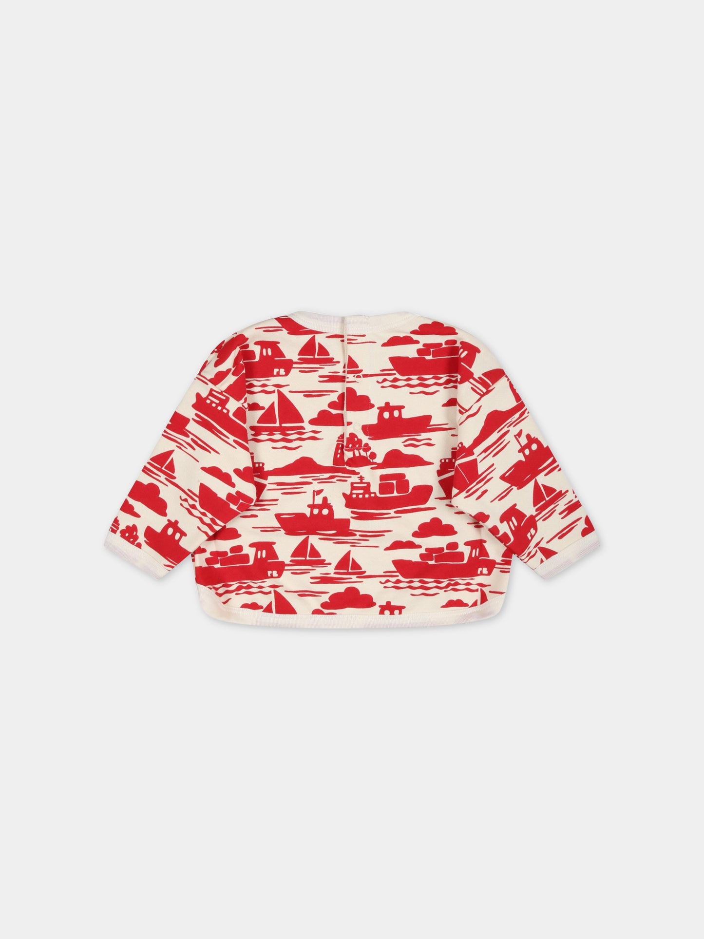 Felpa multicolor per neonato con navi rosse,Petit Bateau,A0784 AVALANCHE/ROUGE