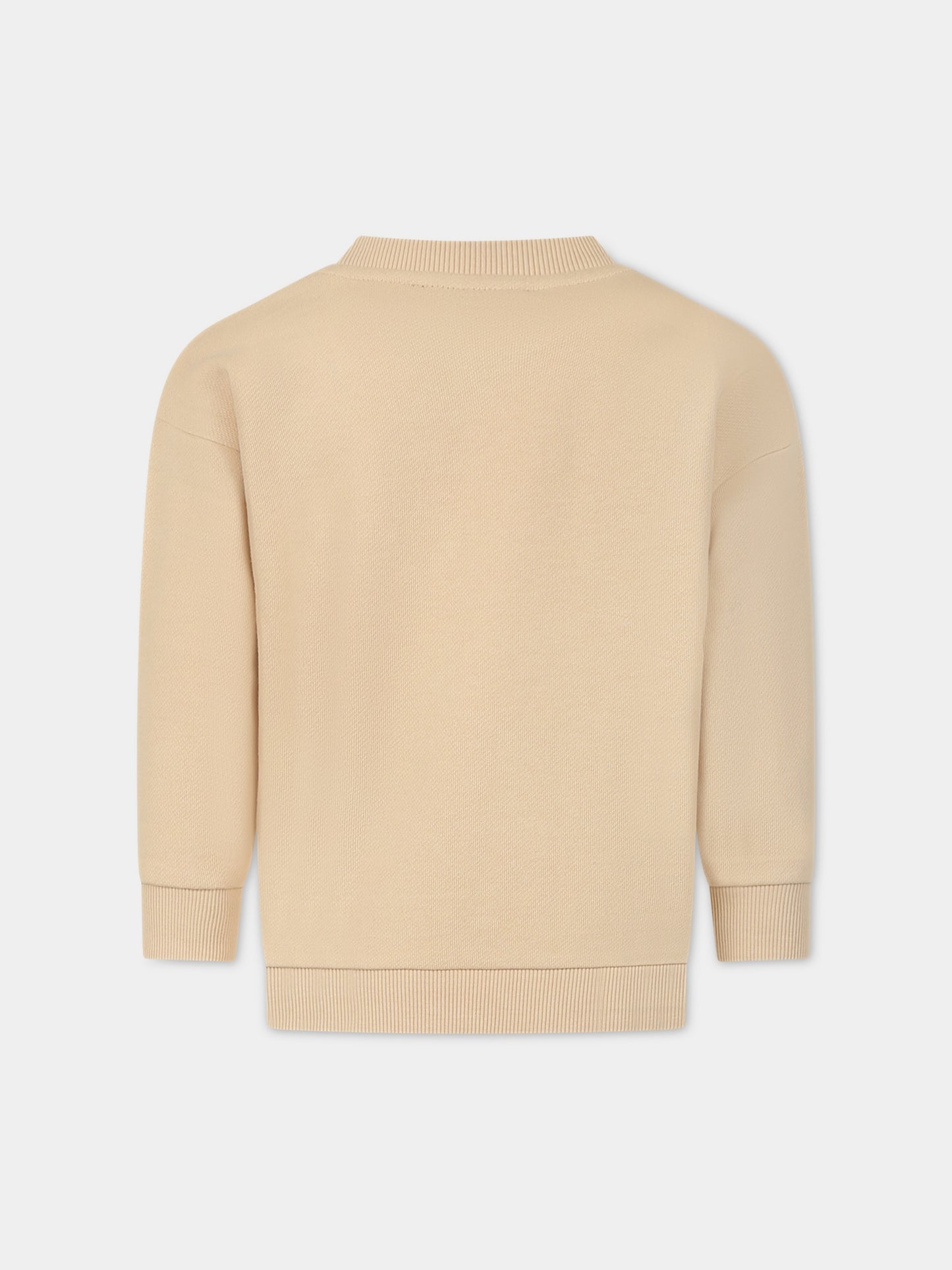 Felpa beige per bambini con logo nero,Balmain Kids,BS4R20 Z0001 120NE