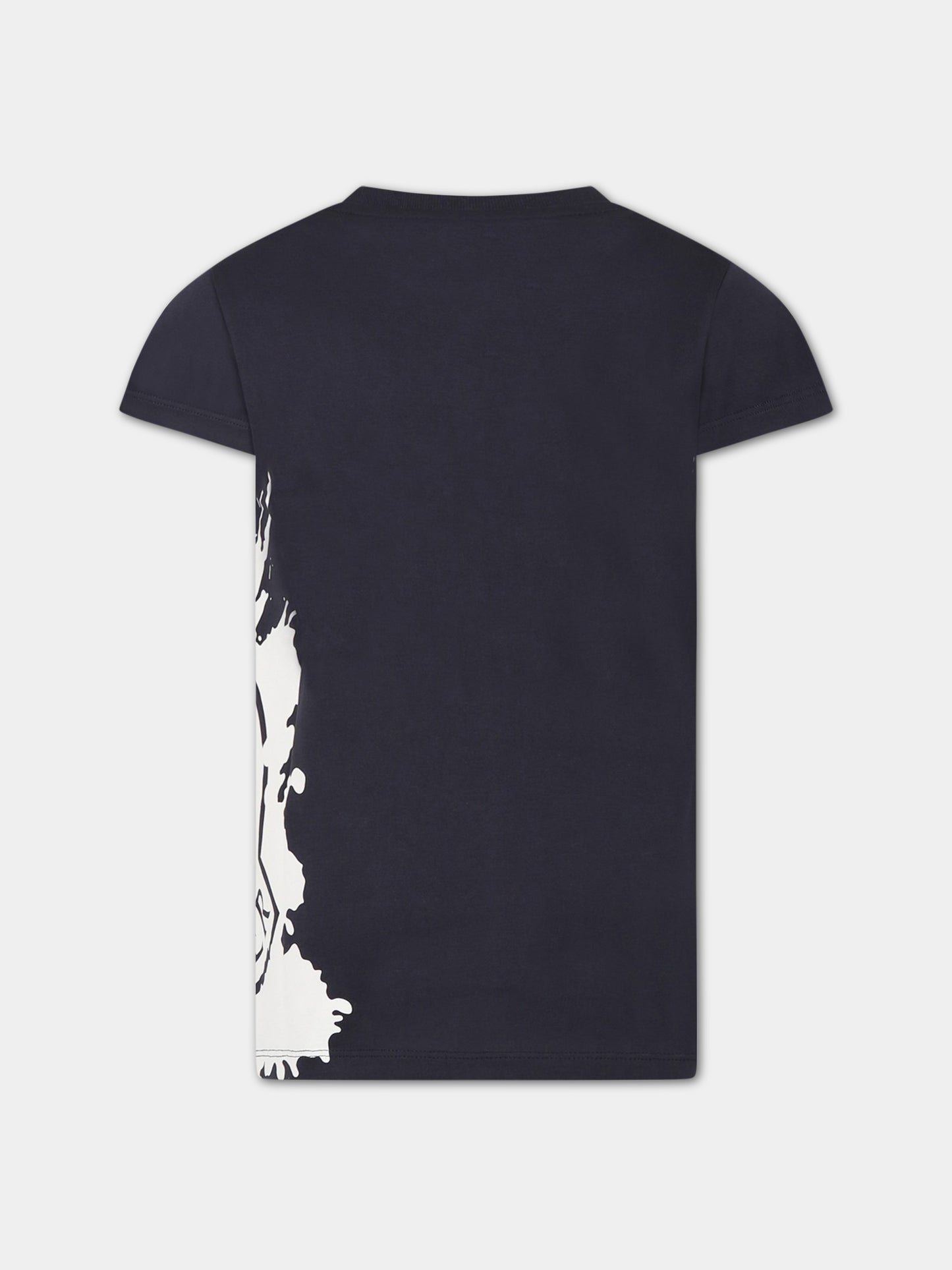 T-shirt blu per bambino con stampa e logo,Moncler Kids,954 8C00007 899WA 778