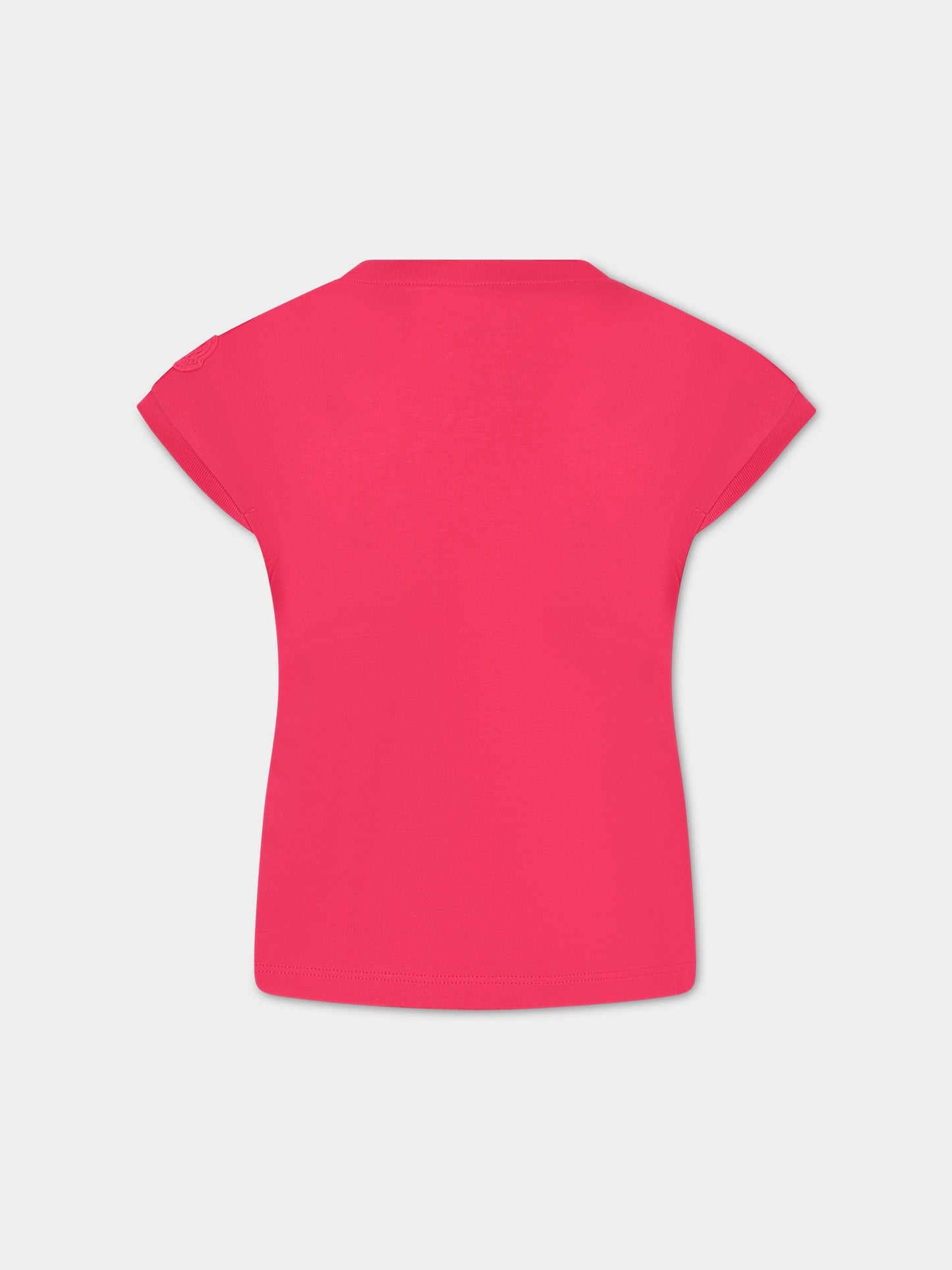 T-shirt fucsia per bambina con logo,Moncler Kids,954 8P00001 899WA 562