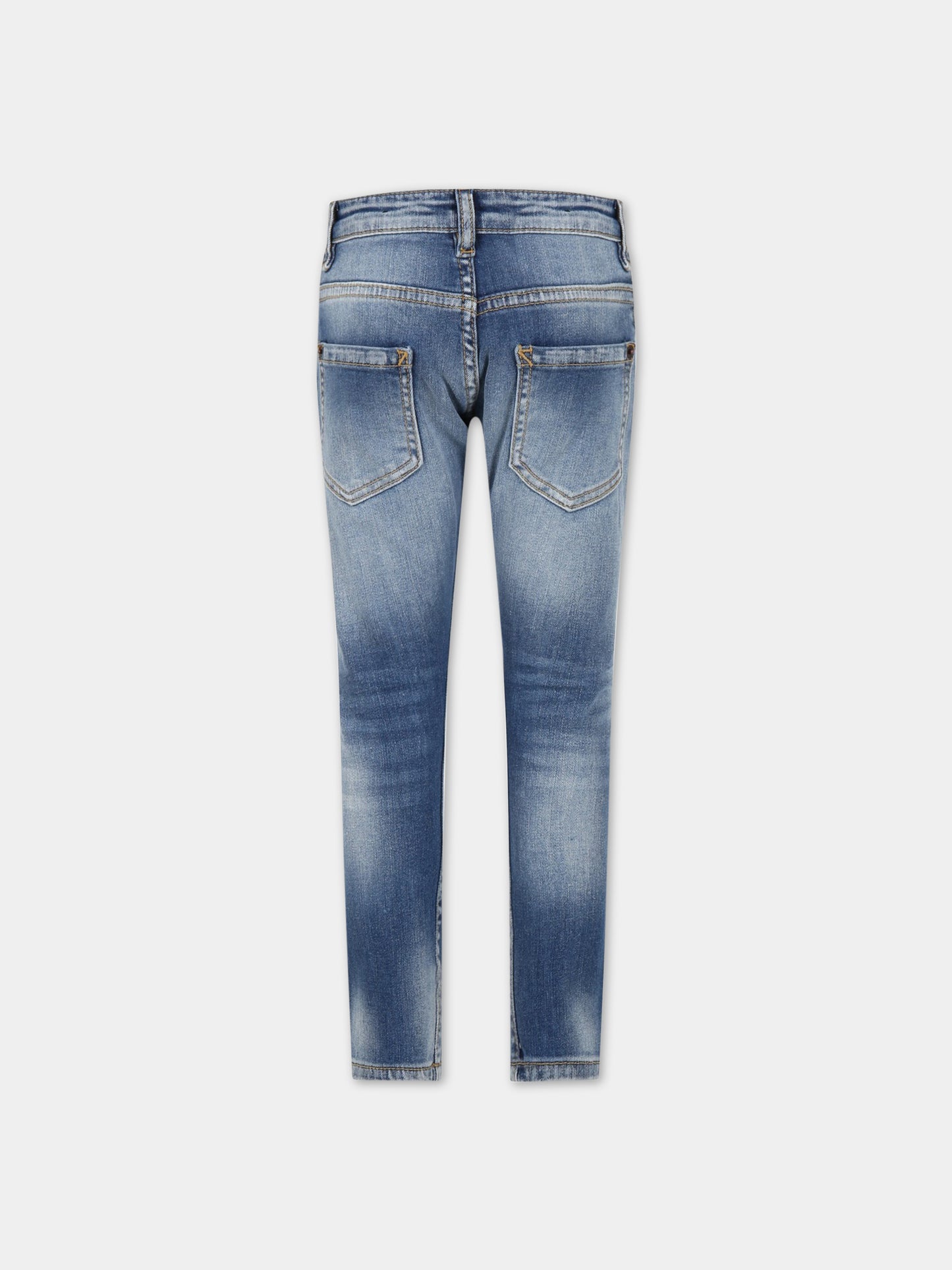 Jeans blu per bambino con patch logato,Dsquared2,DQ1336 D0A2K DQ01