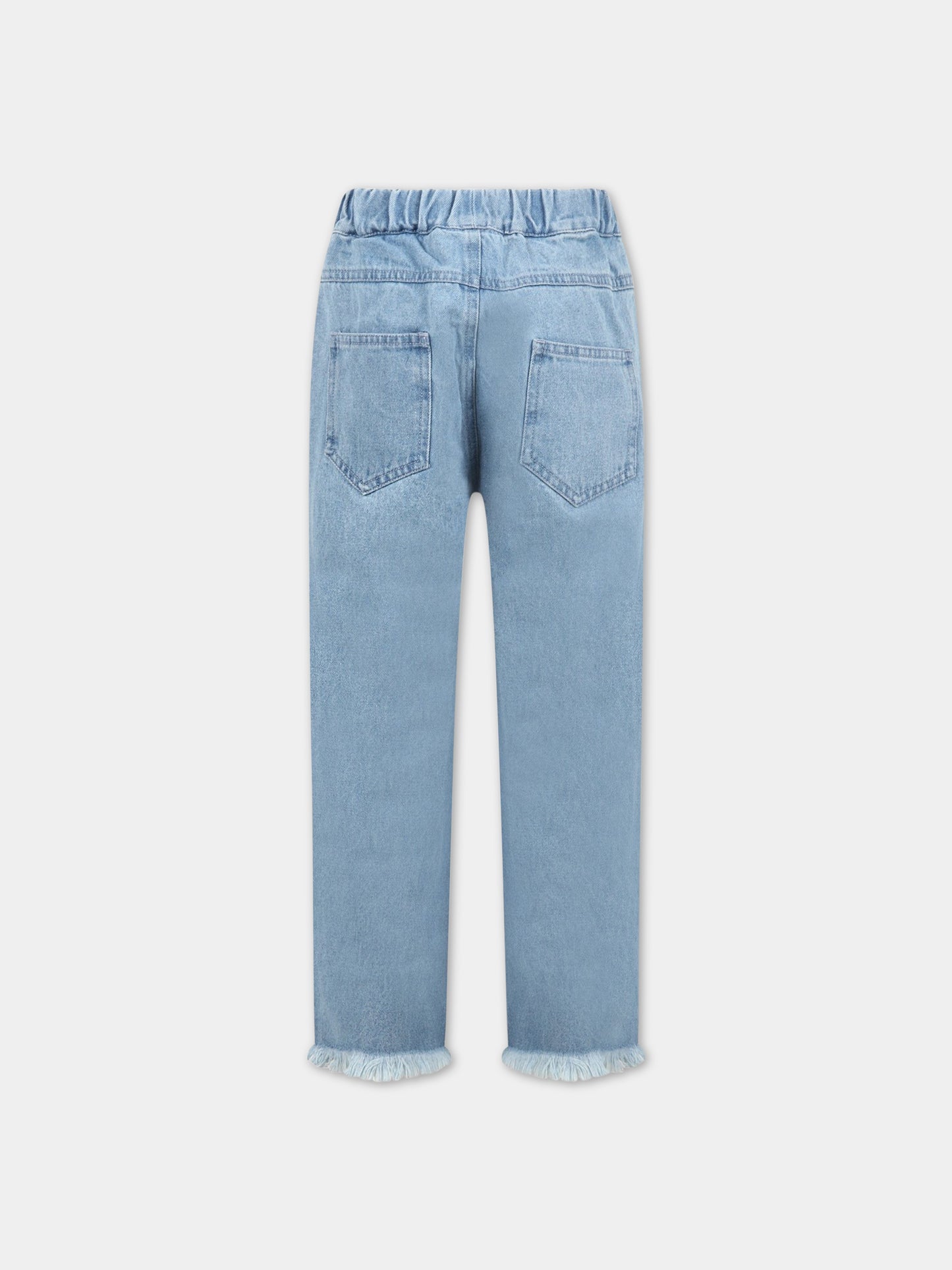 Jeans celesti per bambina con patch logato,Marques Almeida,SS23CORETR0170DNM BABY BLUE