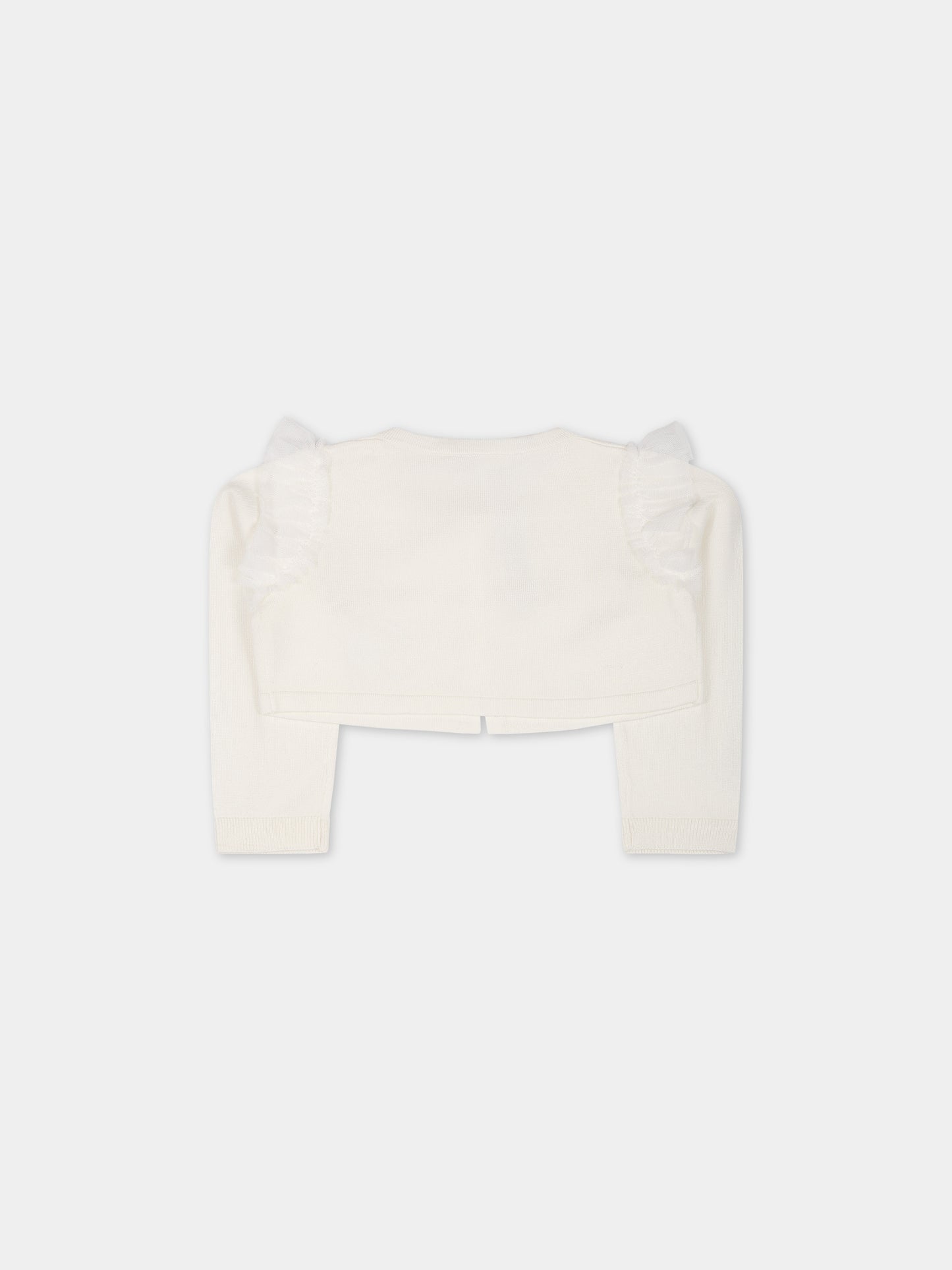 Cardigan bianco per neonata con logo,Blumarine Baby,IA3136MA74M 10602