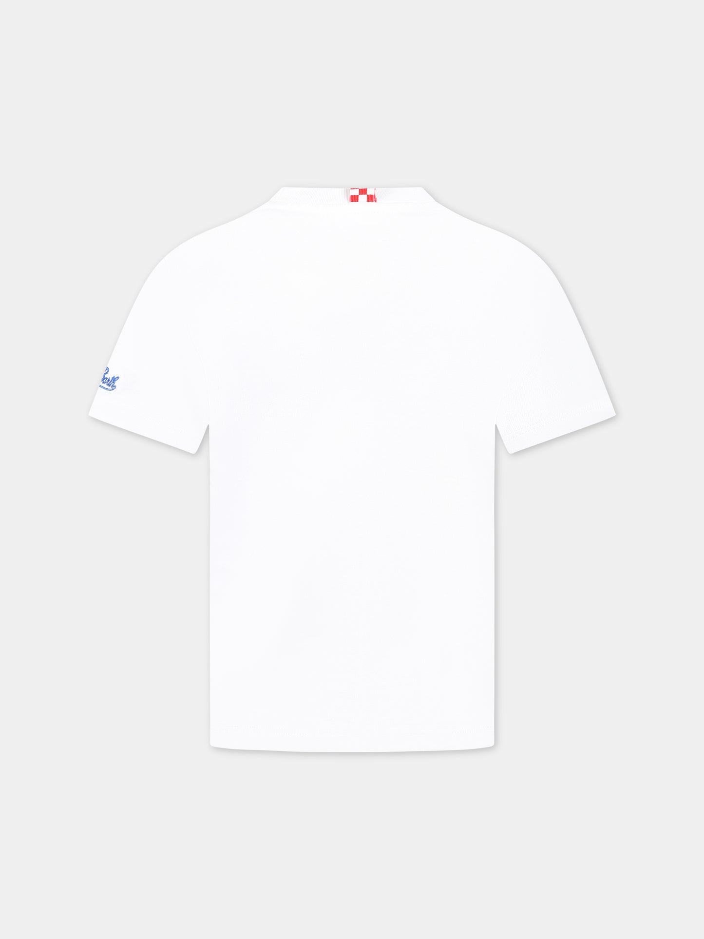 T-shirt bianca per bambini con stampa Estathé, scritta Ho voglia di Estate e logo,Mc2 Saint Barth,EDDY PEACH ESTATHE 01N EMB