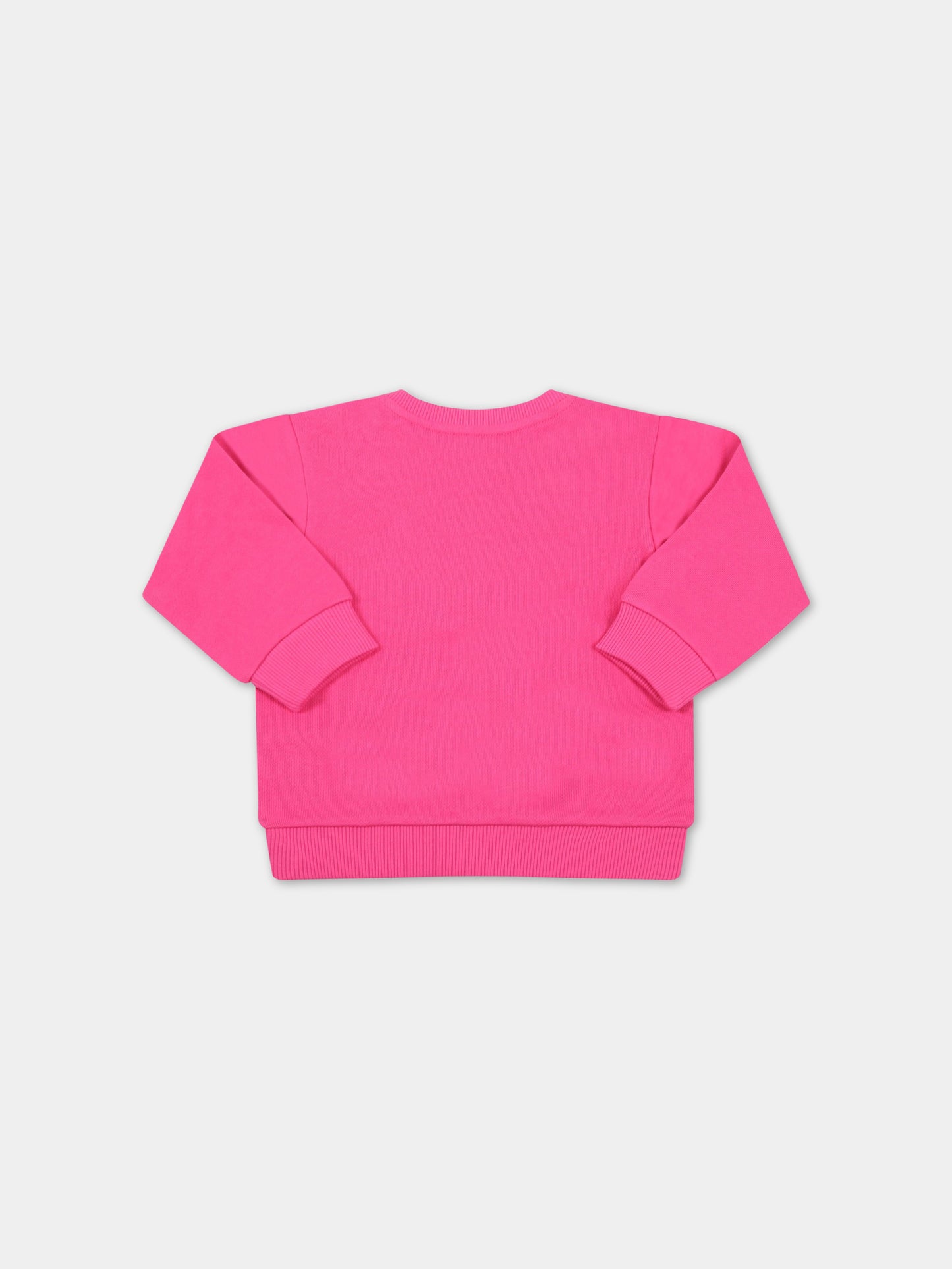 Felpa fucsia per neonata con loghi bianchi,Balmain Kids,6R4520 Z0001 514BC