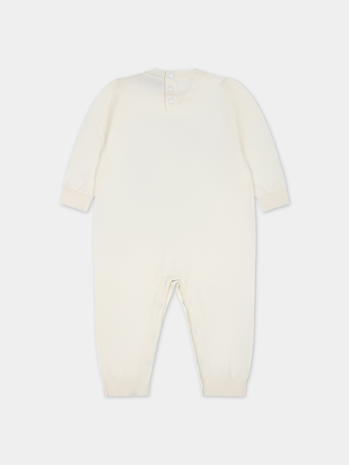 Tutina bianca per neonati con logo,Moncler Kids,951 9G00002 M1131 P09