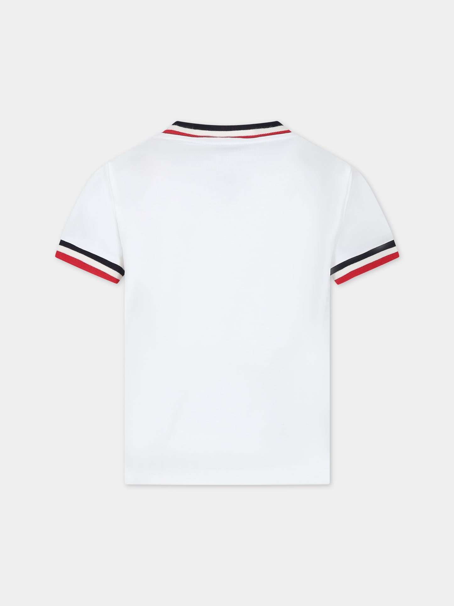 T-shirt bianca per bambino con logo,Moncler Kids,954 8C00023 83092 034