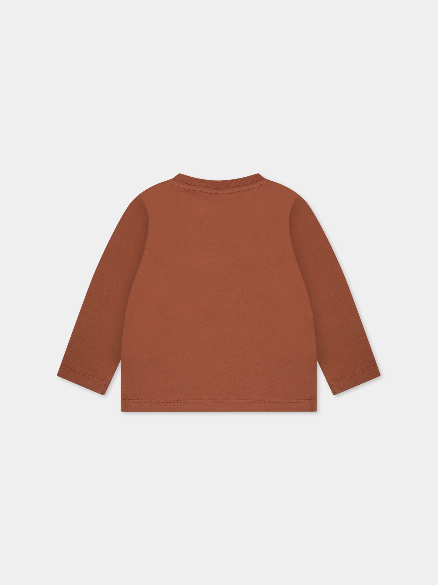 T-shirt marrone per neonato con stampa,Stella Mccartney Kids,TT8520 Z0434 316