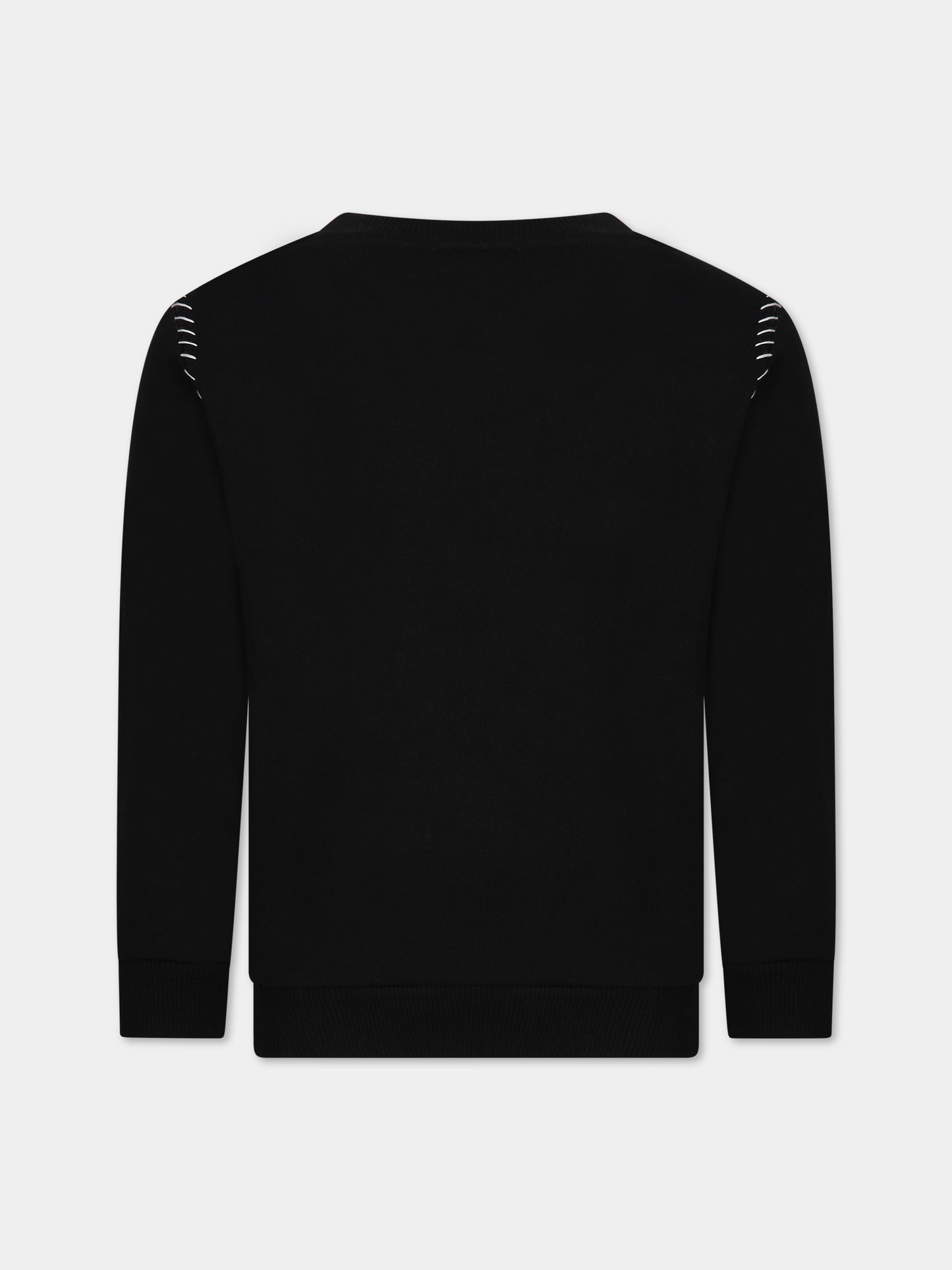 Felpa nera con iconico logo bianco per bambini,Balmain Kids,BT4P70 Z0081 930AV