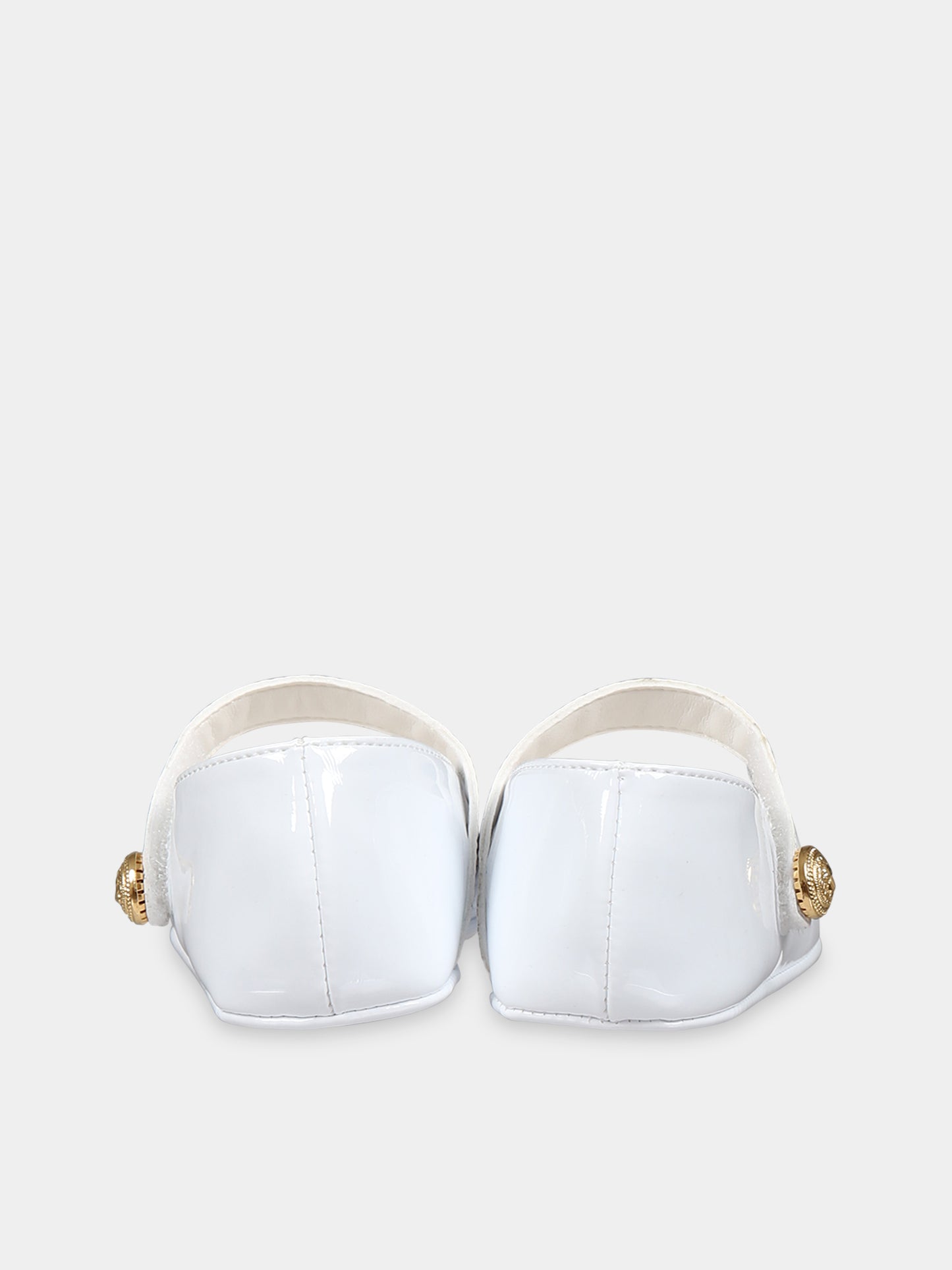 Ballerine bianche per neonata con logo,Balmain Kids,BT0006 Z1629 100OR