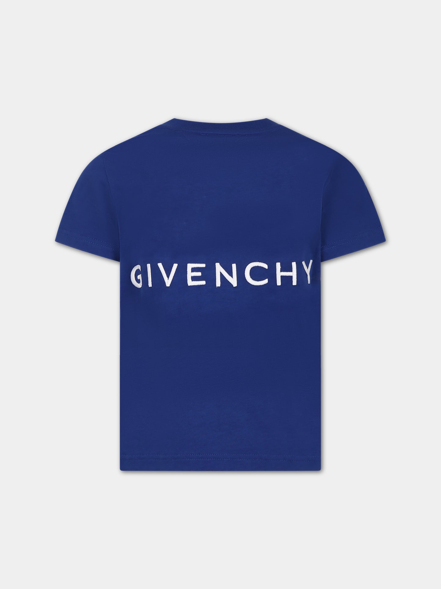 T-shirt blu per bambino con Oswald e logo,Givenchy Kids,H25454 841