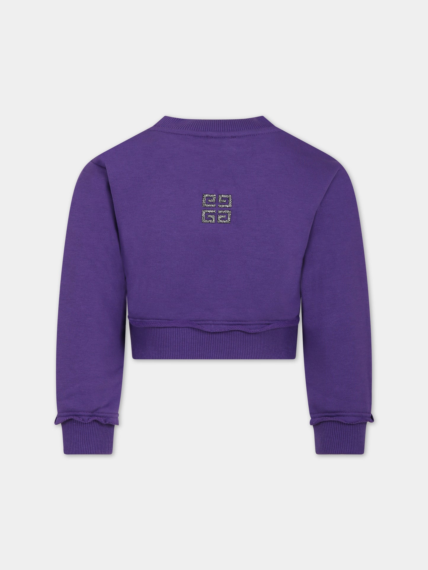 Felpa viola per bambina con logo,Givenchy Kids,H15346 91C