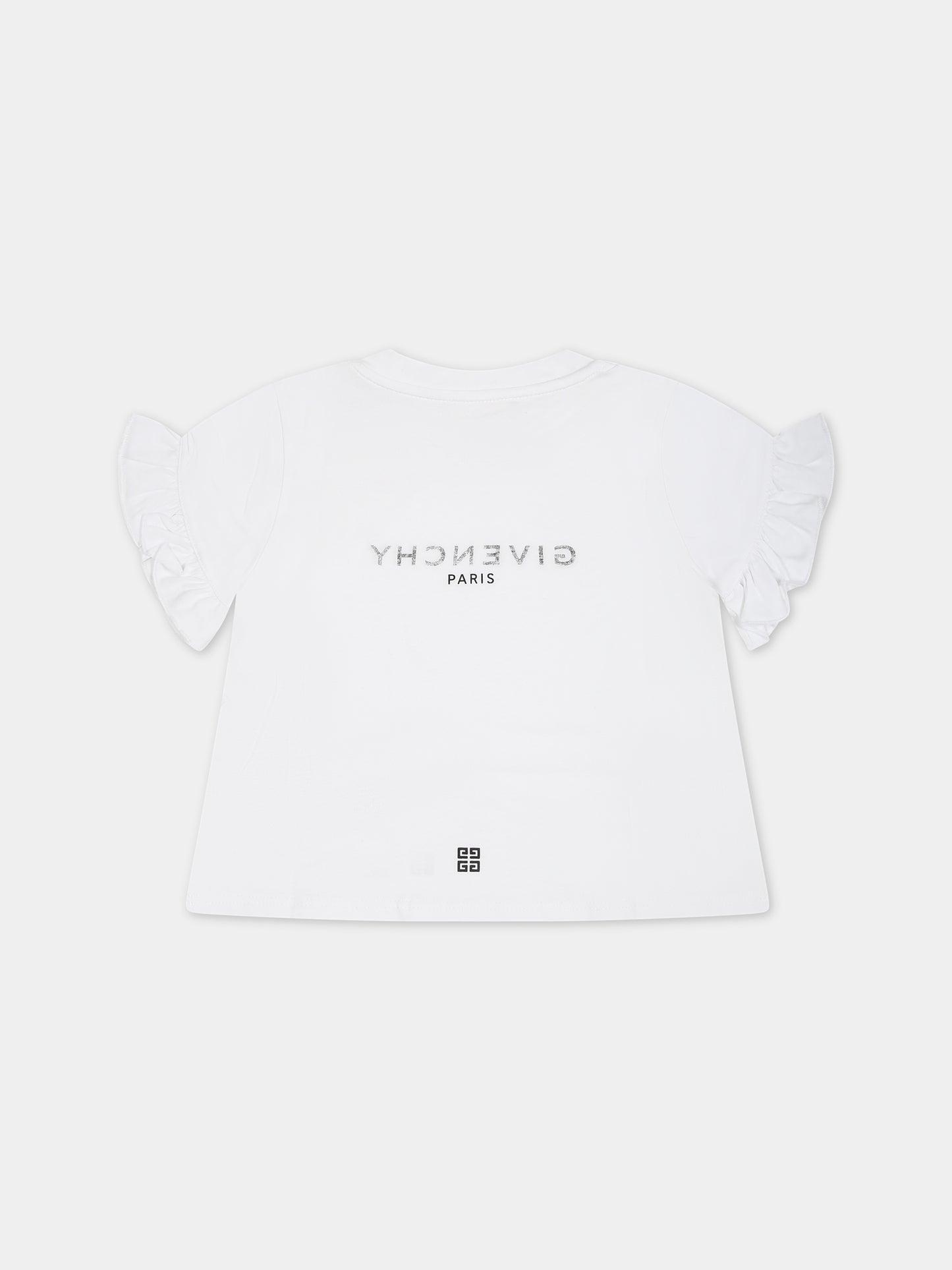 T-shirt bianca per neonata con logo,Givenchy Kids,H05282 10P