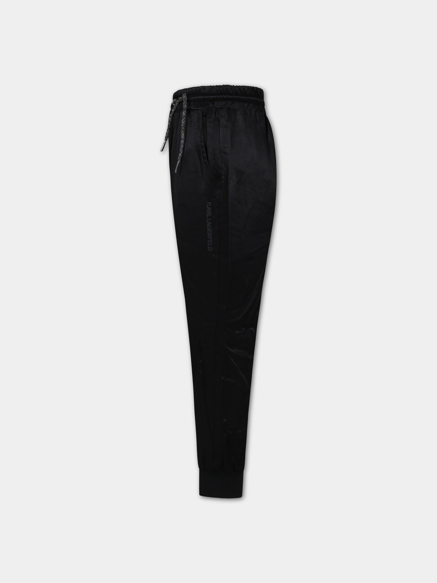 Pantaloni neri per bambina con logo,Karl Lagerfeld Kids,Z14215 09B