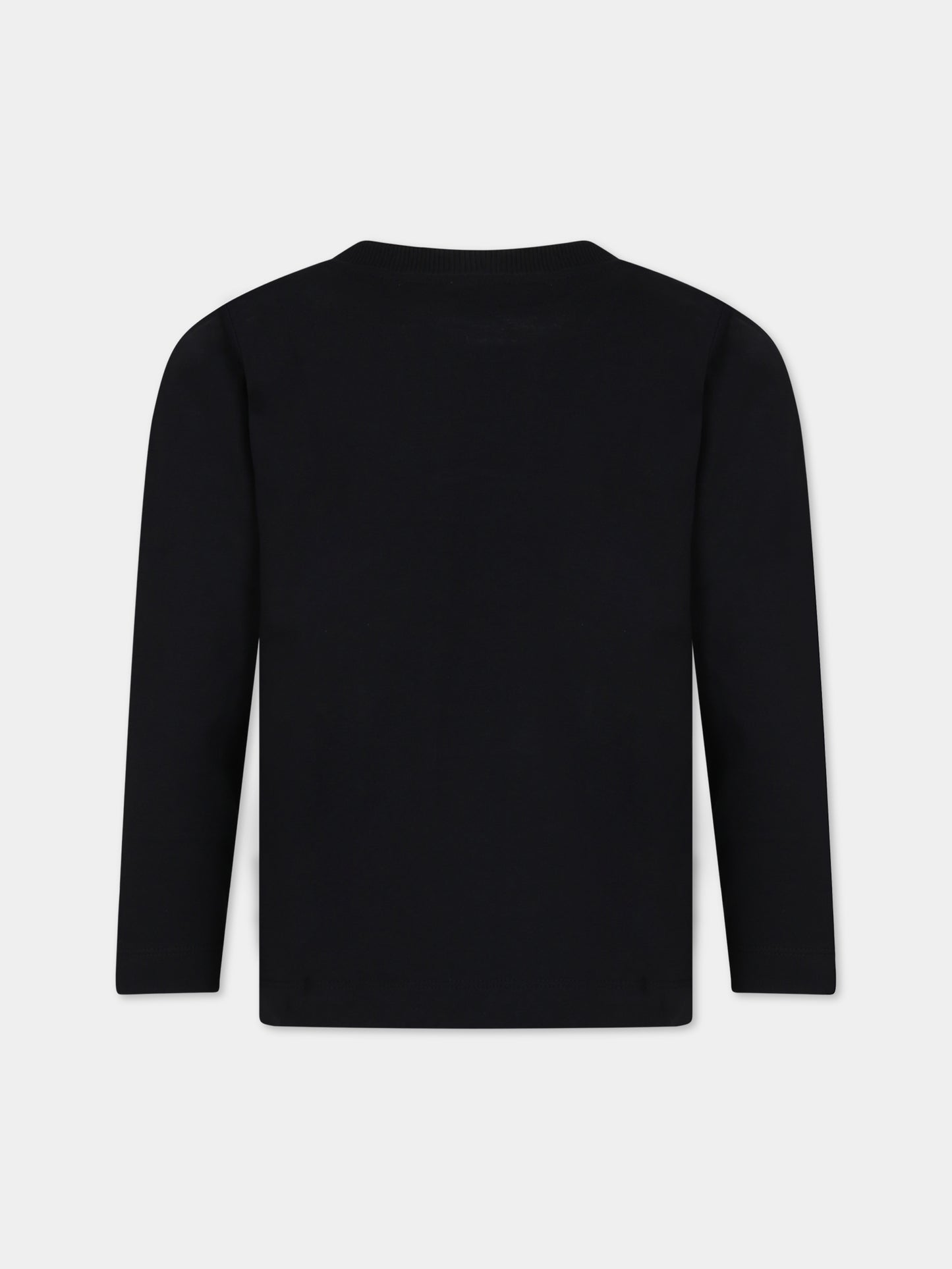 T-shirt nera per bambini con Teddy Bear e logo,Moschino Kids,HNO00J LAA34 60100