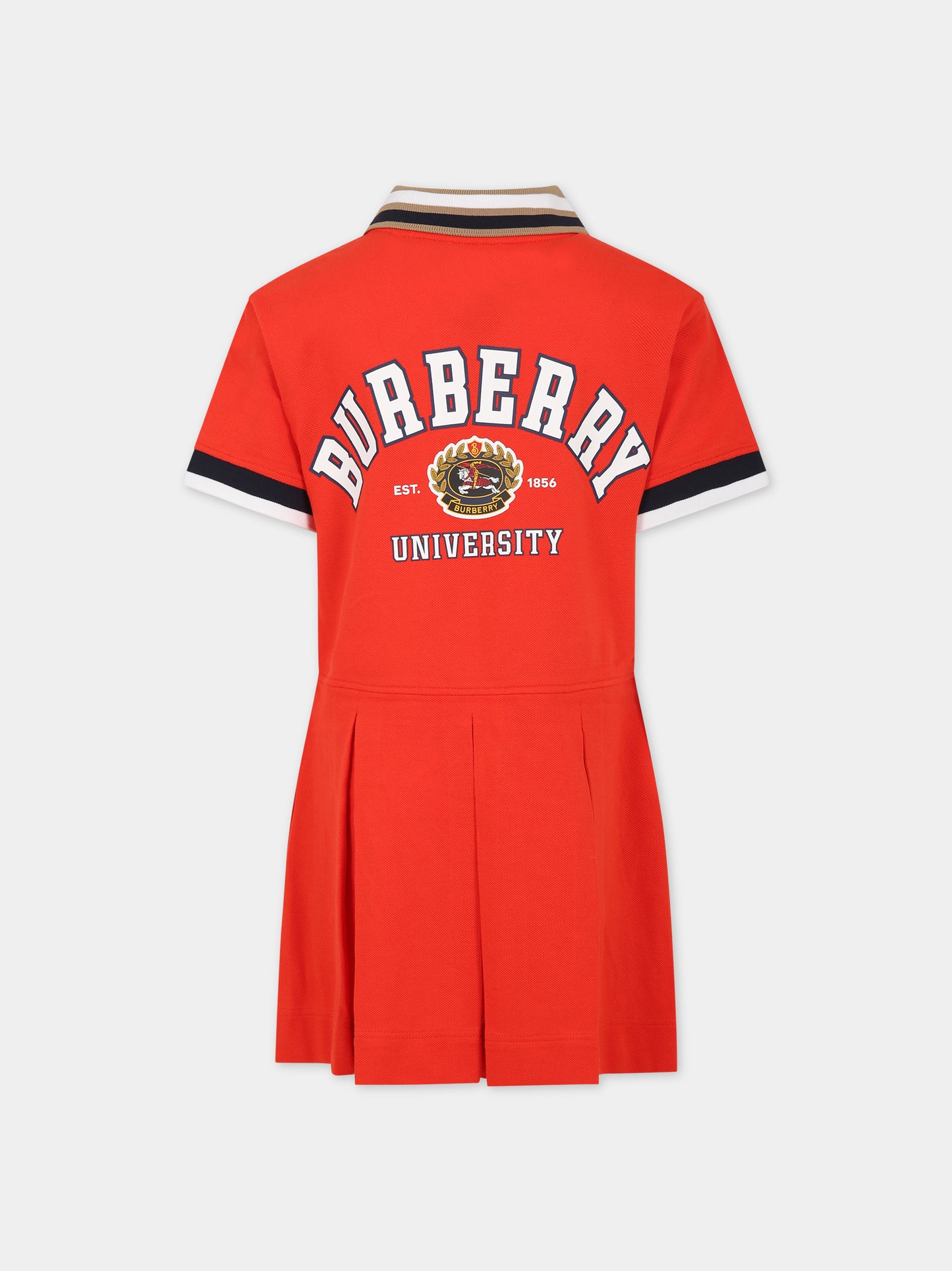 Vestito rosso per bambina con stampa e logo,Burberry Kids,8072139