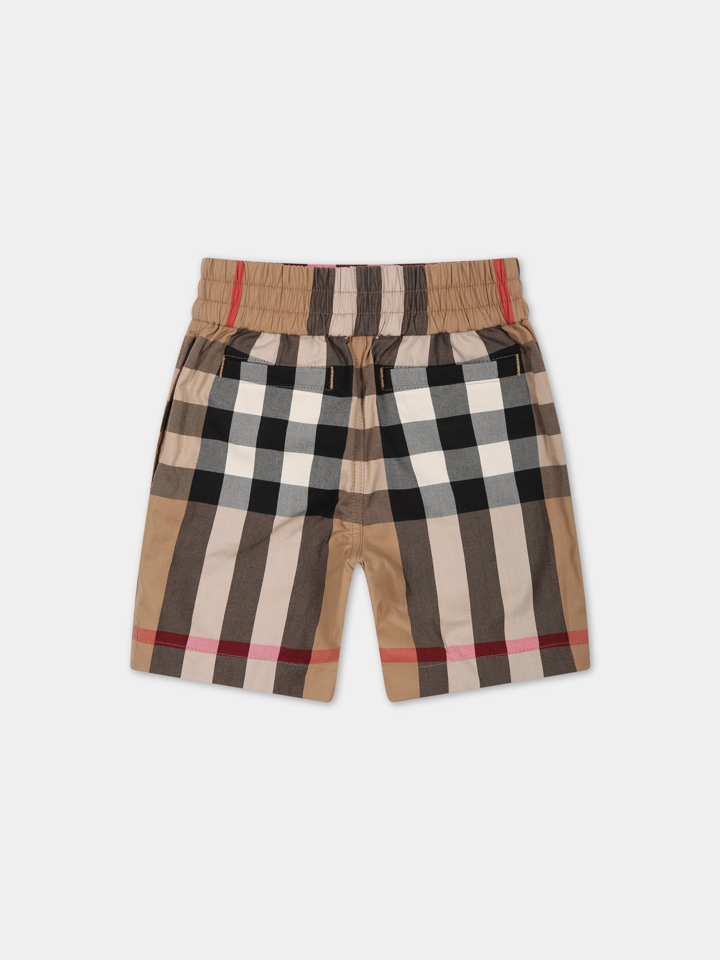 Shorts beige per neonato con iconico check vintage,Burberry Kids,8069180