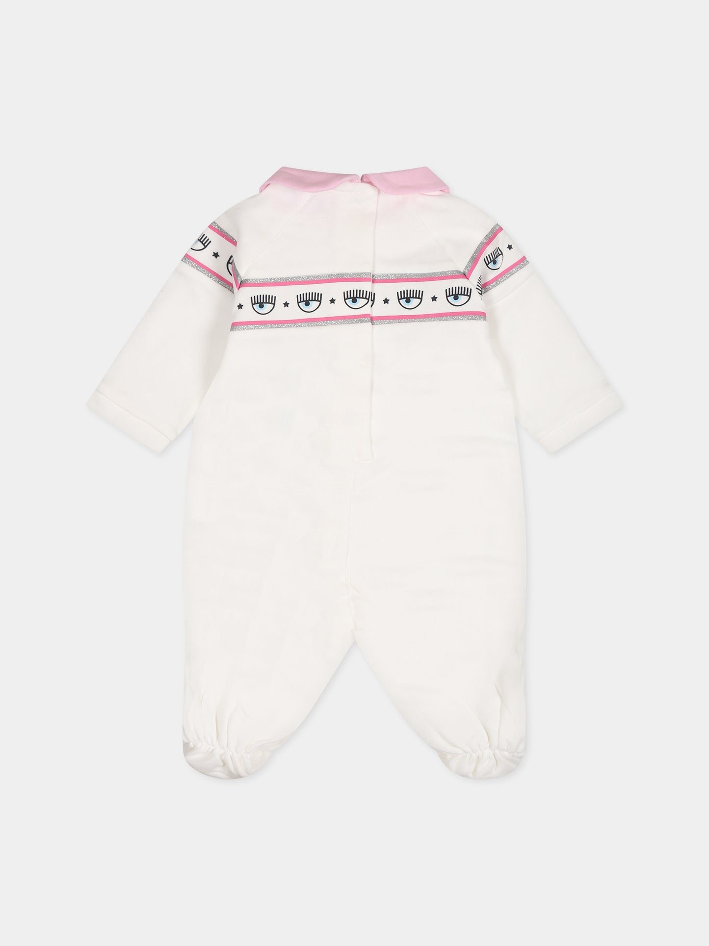Tutina bianca per neonata con eyestar,Chiara Ferragni Collection,55B200 2004 0001