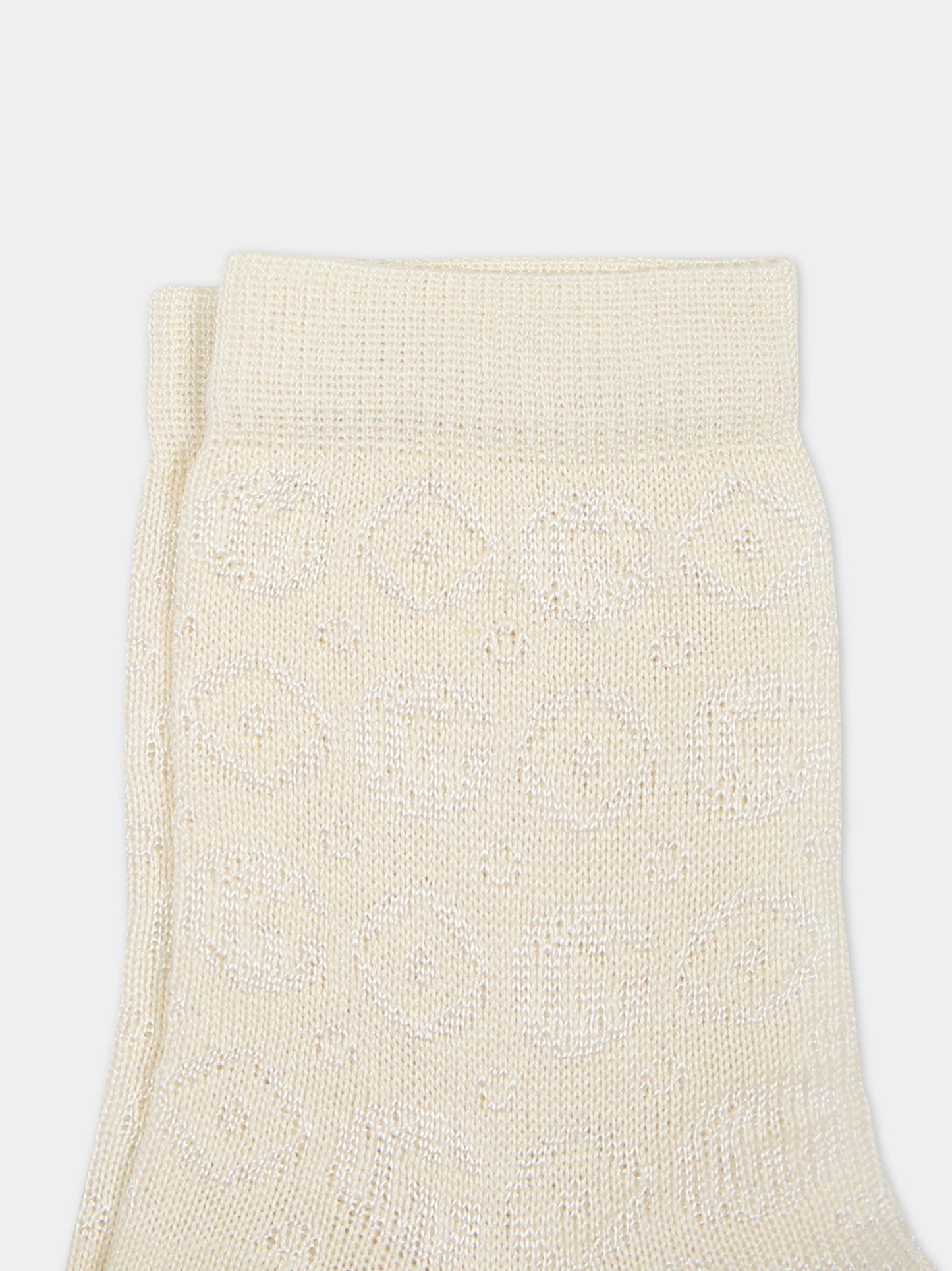 Calzini avorio per bambini con doppia G,Gucci Kids,748285 4KABO 9200
