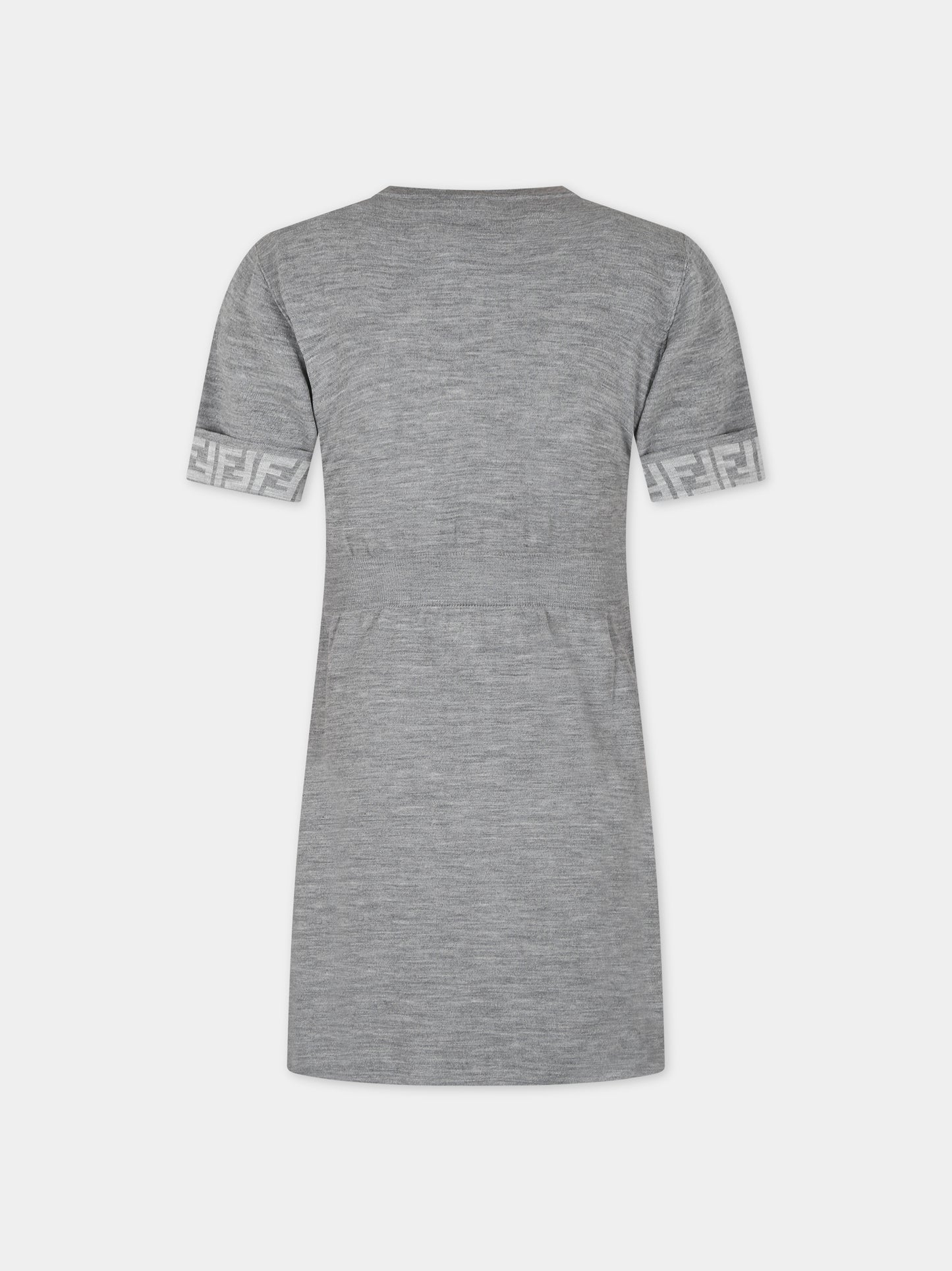 Vestito grigio reversibile per bambina con doppia F,Fendi Kids,JFG140 AOBL F0WG5