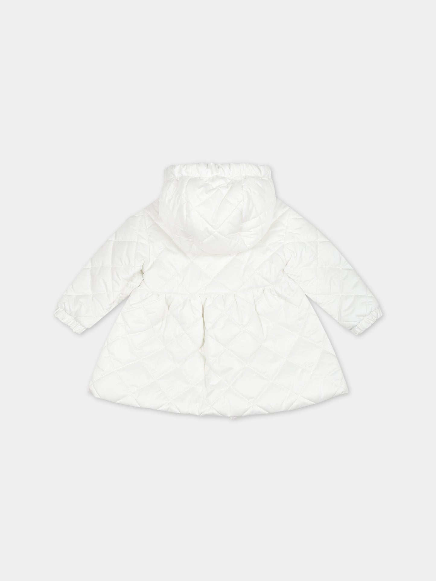 Piumino bianco per neonata con logo,Monnalisa,37B101 2409 0001