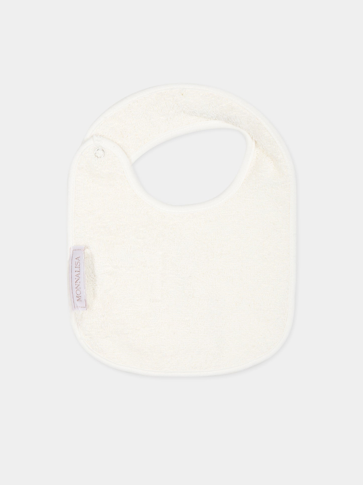 Bavaglino bianco per neonata con cuore e logo,Monnalisa,35B000 2004 0001