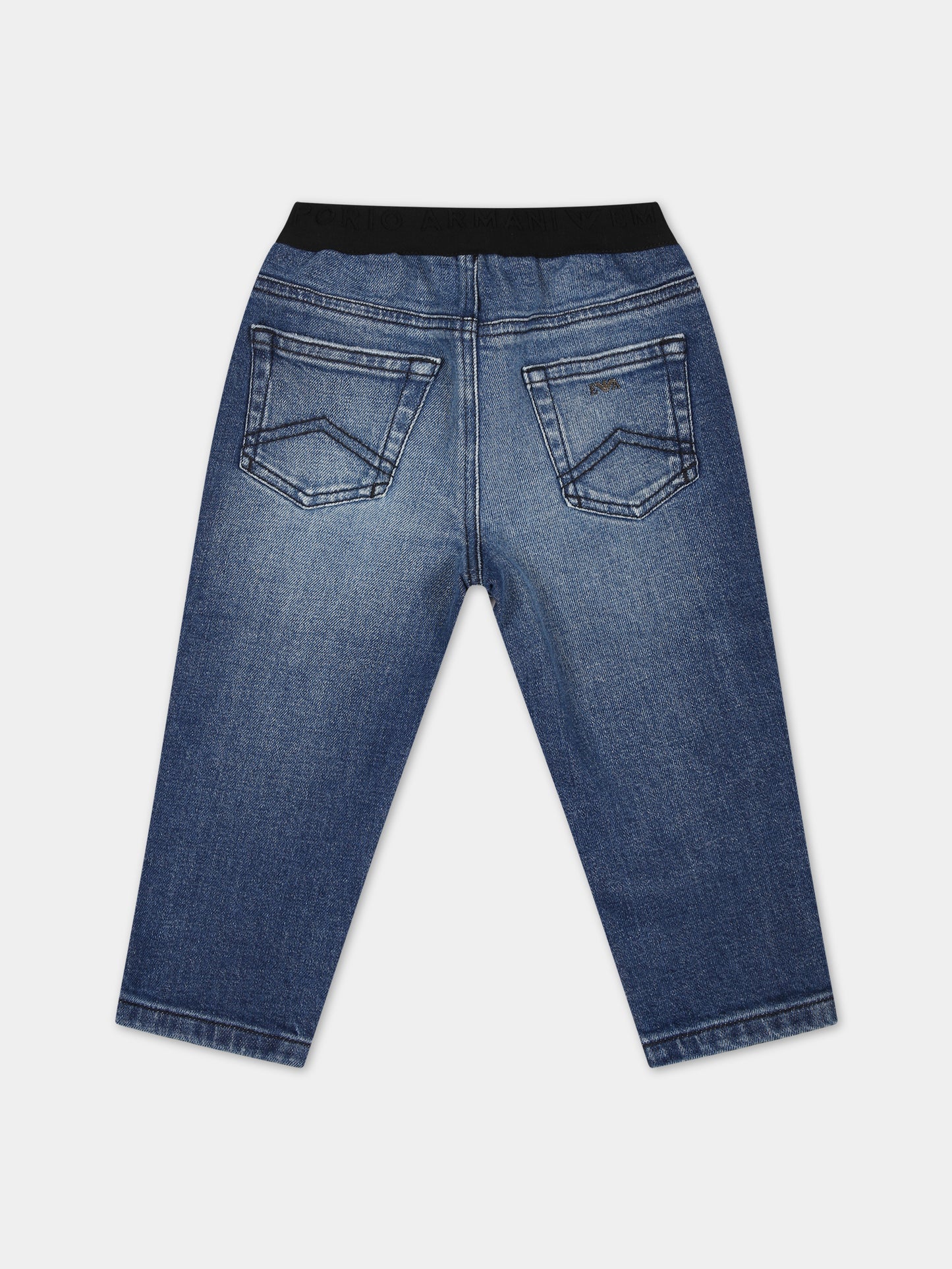 Jeans blu per neonato con logo,Armani Junior,6RHJ07 4D3UZ 0944