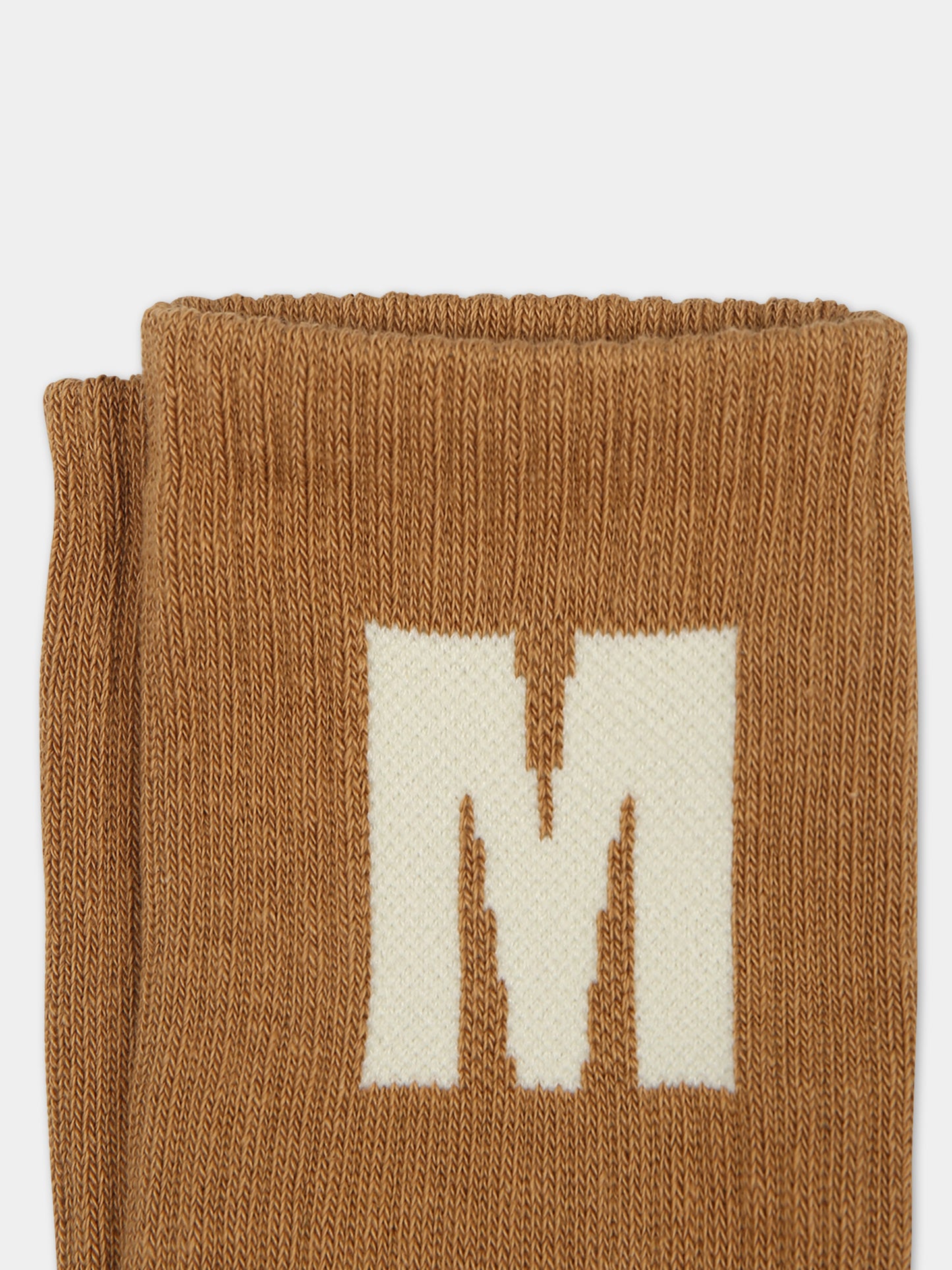 Calze marroni per bambini con logo,Msgm Kids,F3MSJUSO036 924