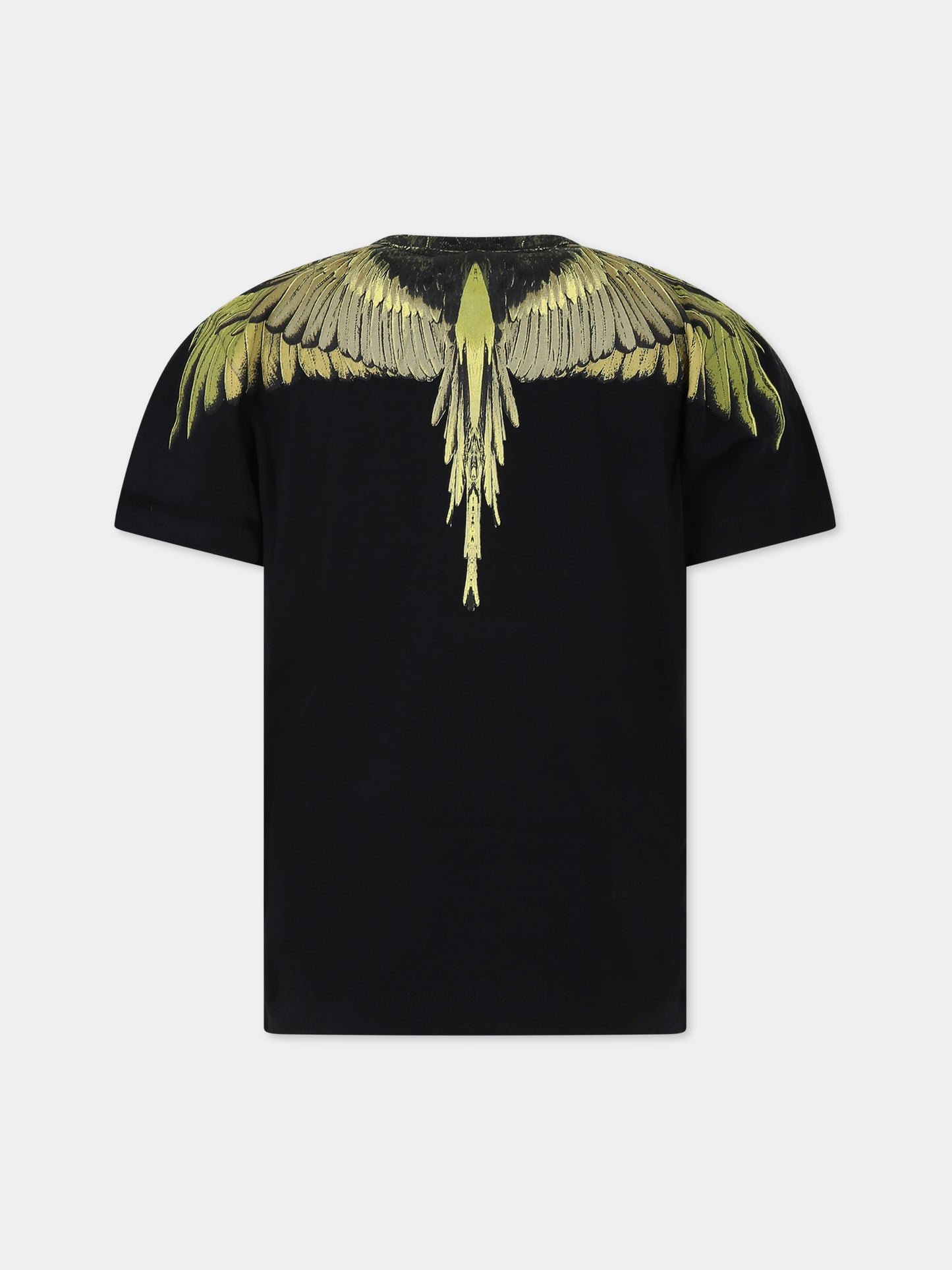 T-shirt nera per bambino con ali,Marcelo Burlon Kids,CBAA001F23JER0011014